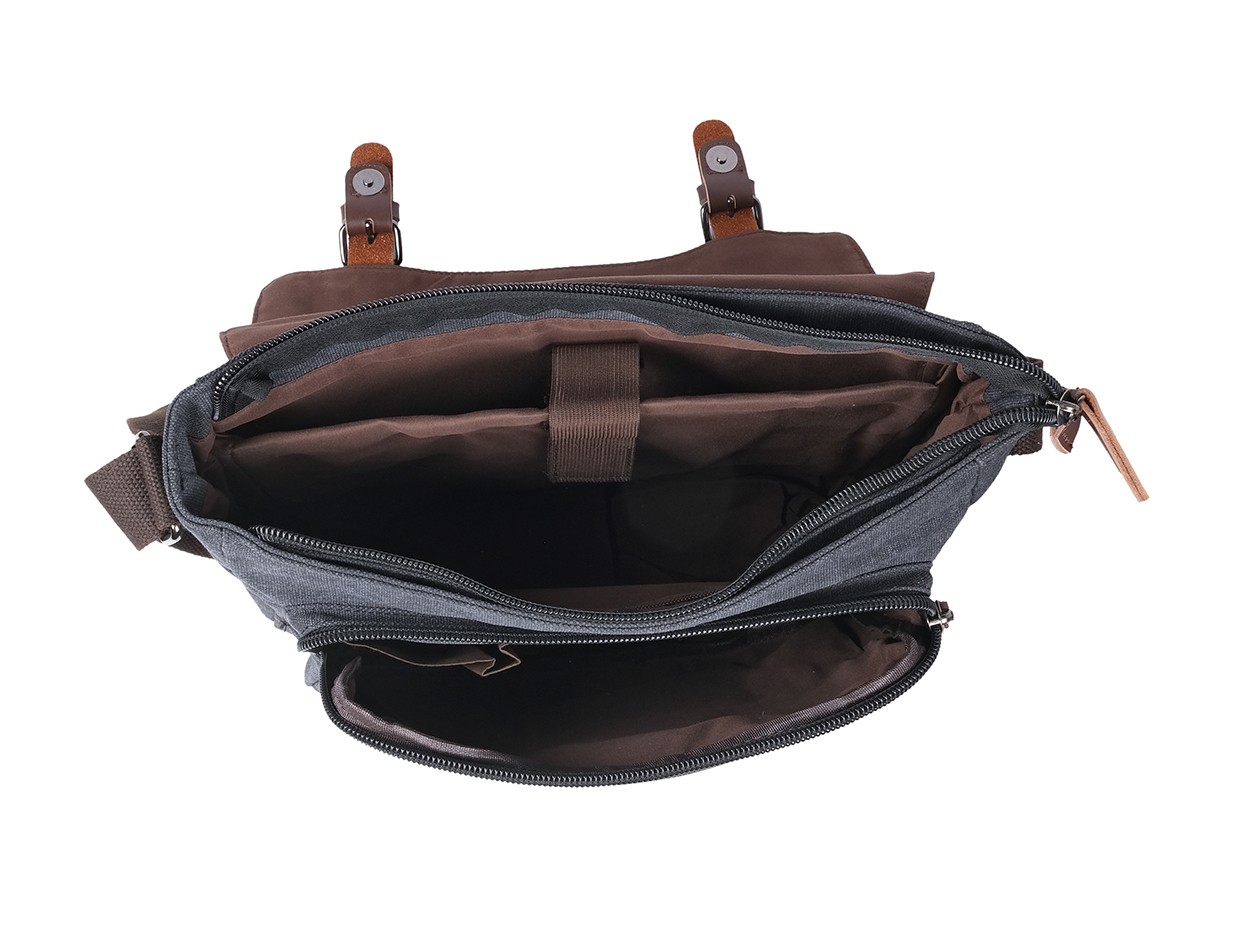 Bagacar Orjinal Kanvas Kumaş Laptop Bölmeli Unisex Çapraz Çanta Siyah