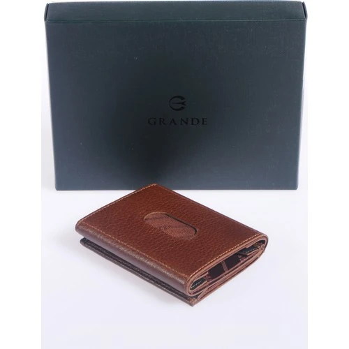 Grande 724 Unisex Hakiki Deri Kartlık Taba