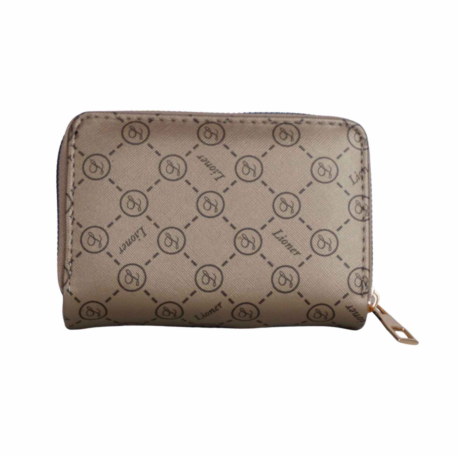 Bagacar Bej Fermuarlı Kare Mini Bayan Cüzdanı