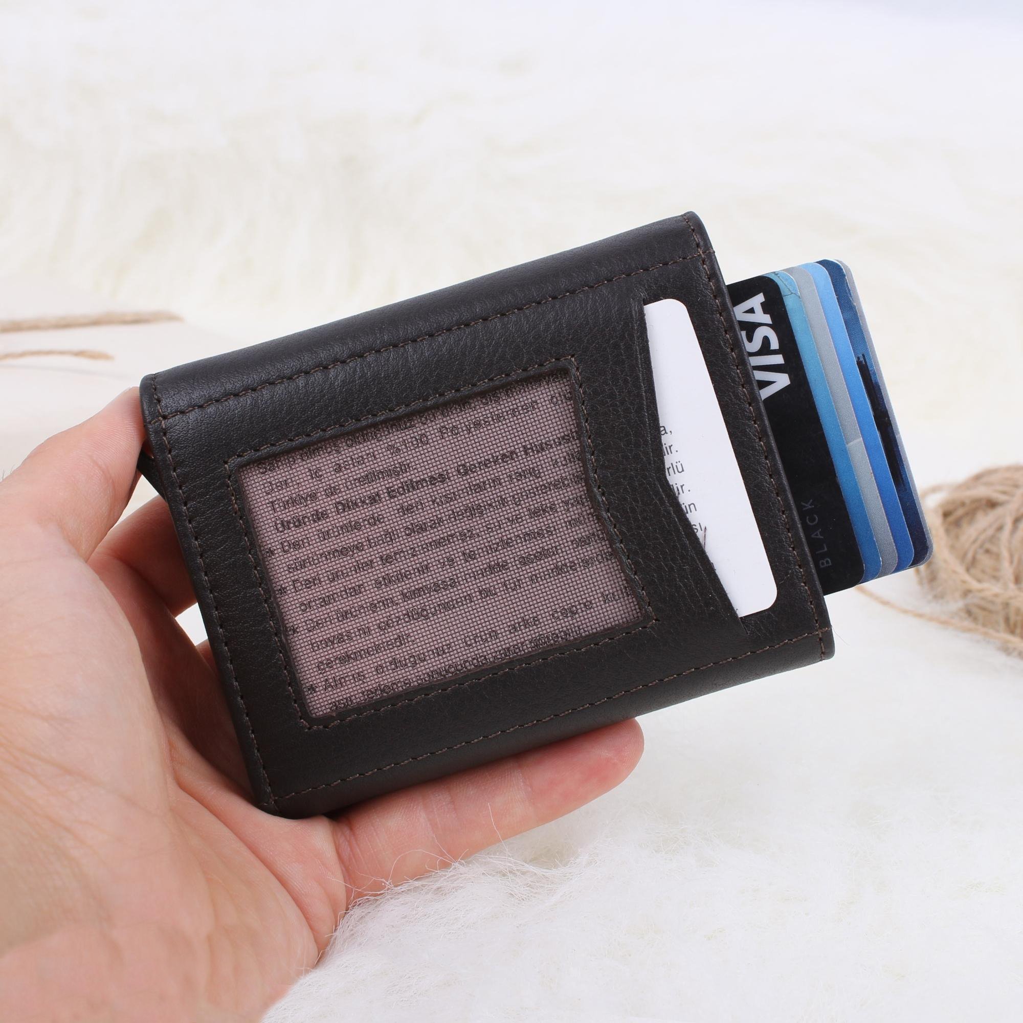 Legend Leather Erkek Acı Kahve Hakiki Deri Mekanizmalı Cüzdan/Kartlık