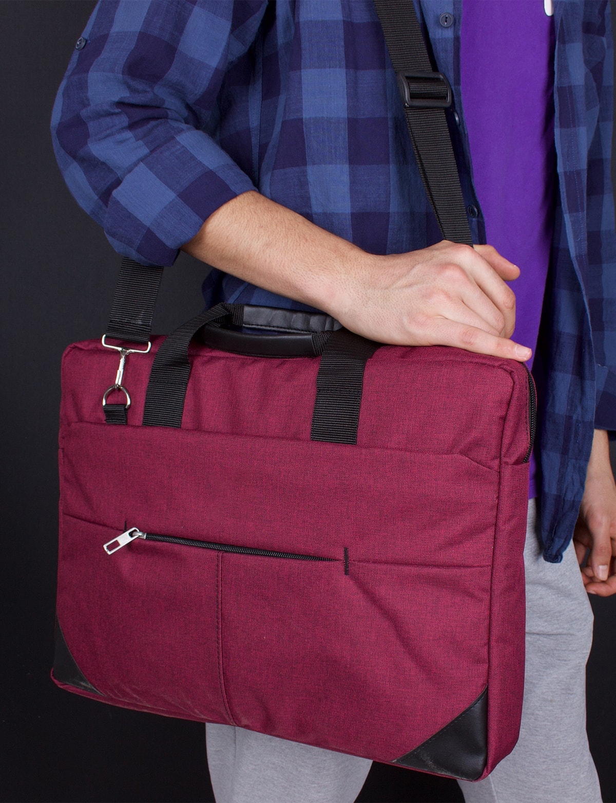 Bagacar 35 Bordo Omuz Askılı 17 inç Notebook ve Evrak Çantası