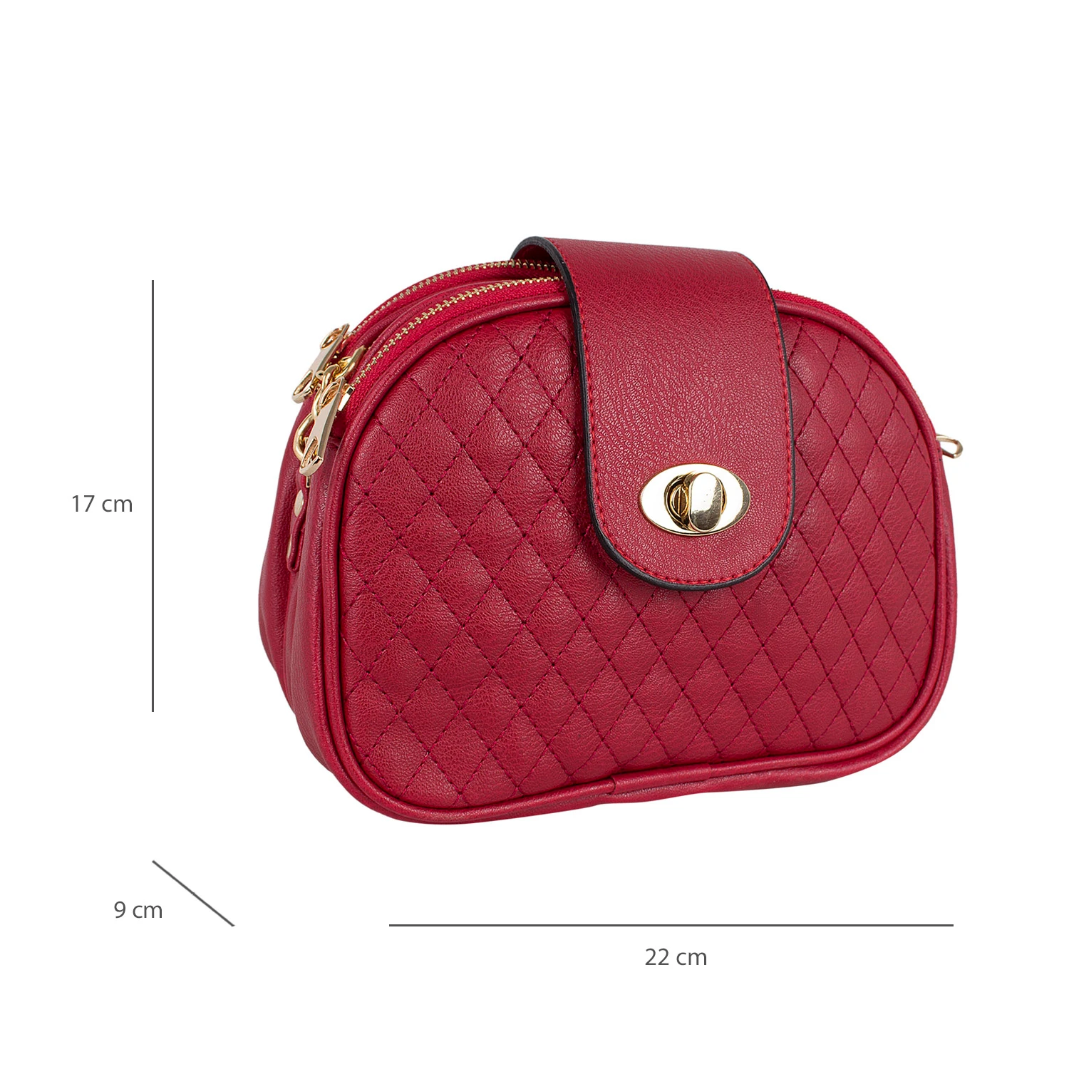 Bagacar 1238 Bayan Çapraz 3 Gözlü Omuz Çantası Kırmızı