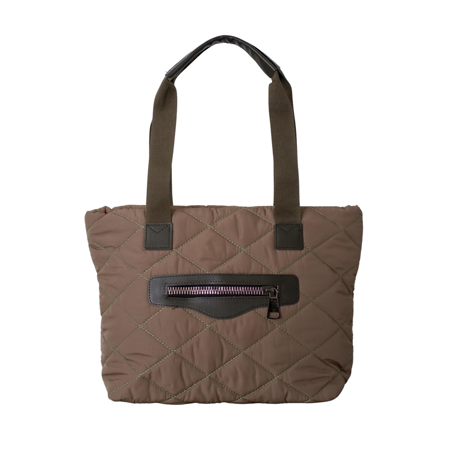 Bagacar Şişme Puf Yumuşak Hafif Kumaş Kapitone Geniş Kol ve Omuz Çantası Kahve