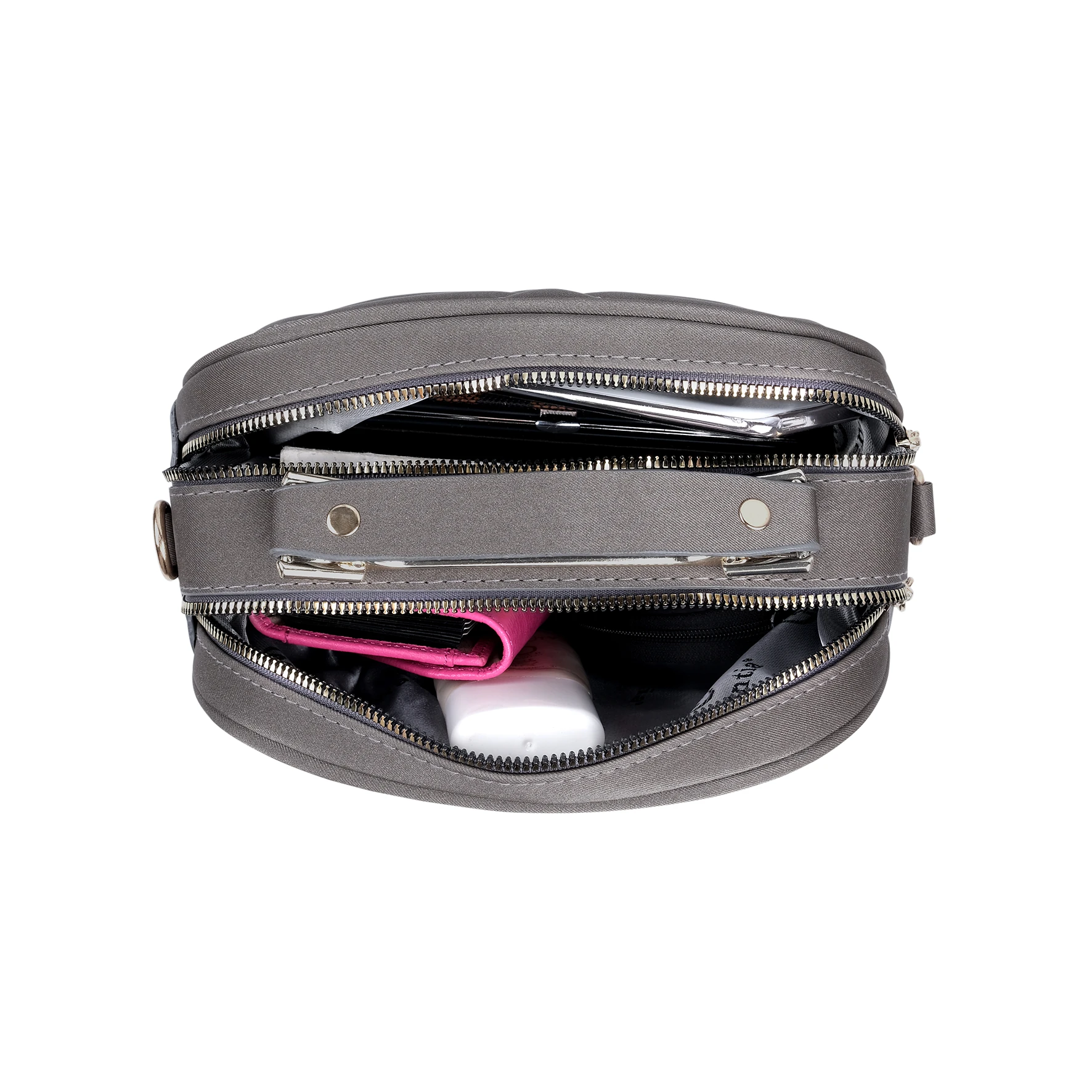 Bagacar Kapitone Şık Bayan Çapraz El ve Omuz Çantası Gri