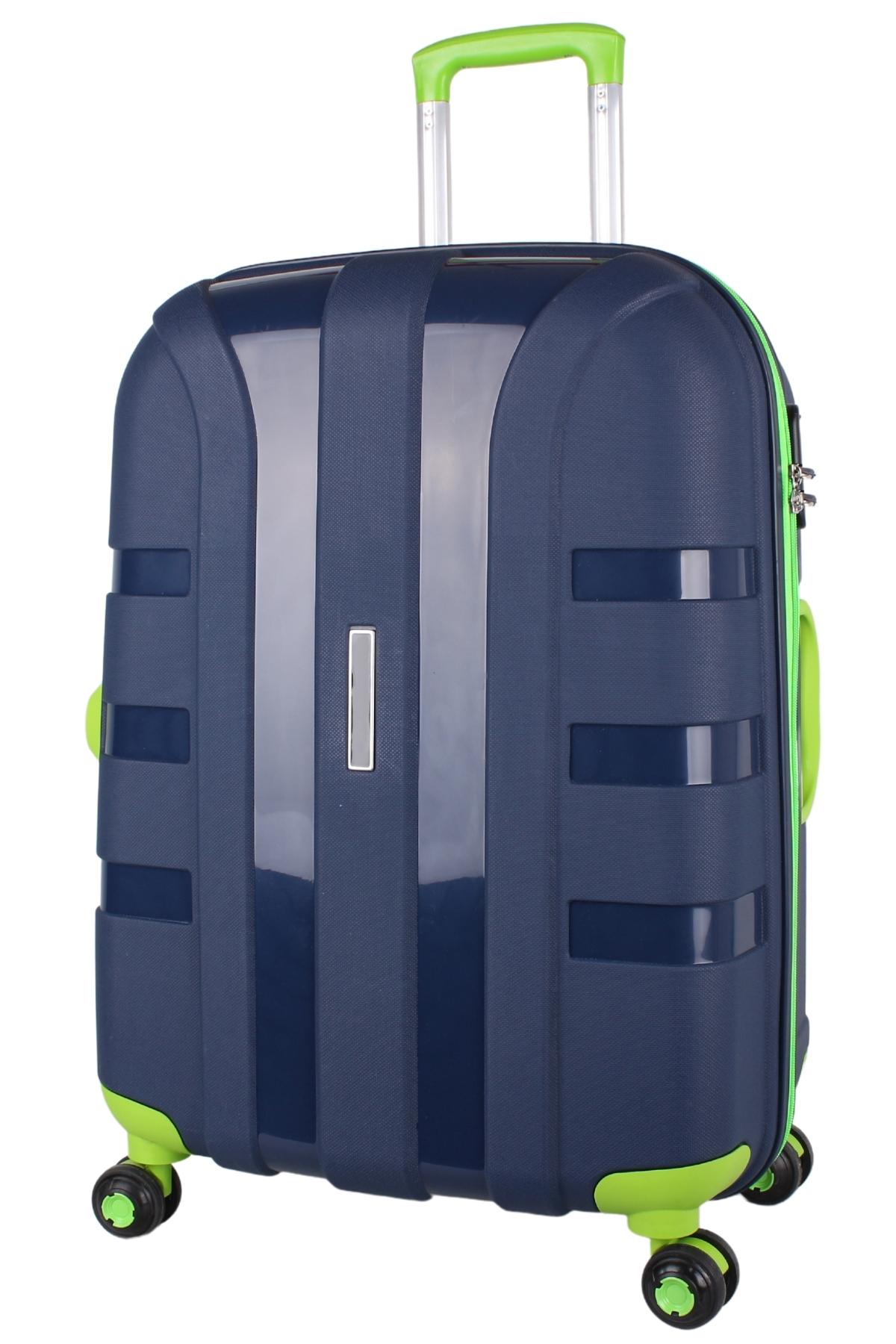 Bagacar IV Sert Silikon Kırılmaz Orta Boy Valiz Lacivert Yeşil