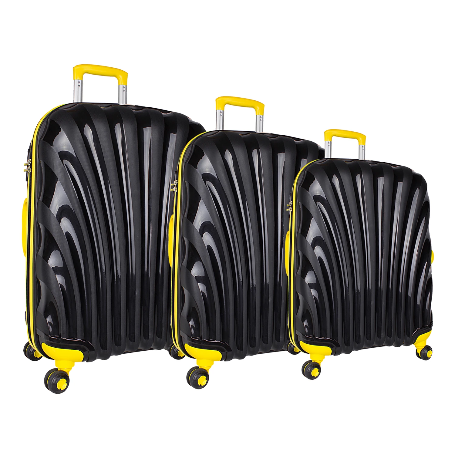 Bagacar Shell Silikon Kırılmaz Valiz Seti Siyah Sarı