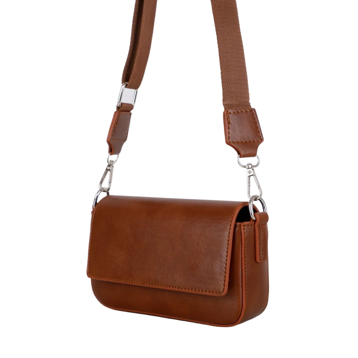 Bagacar Kapaklı Mini Şık Bayan Çapraz El ve Omuz Çantası Kahve