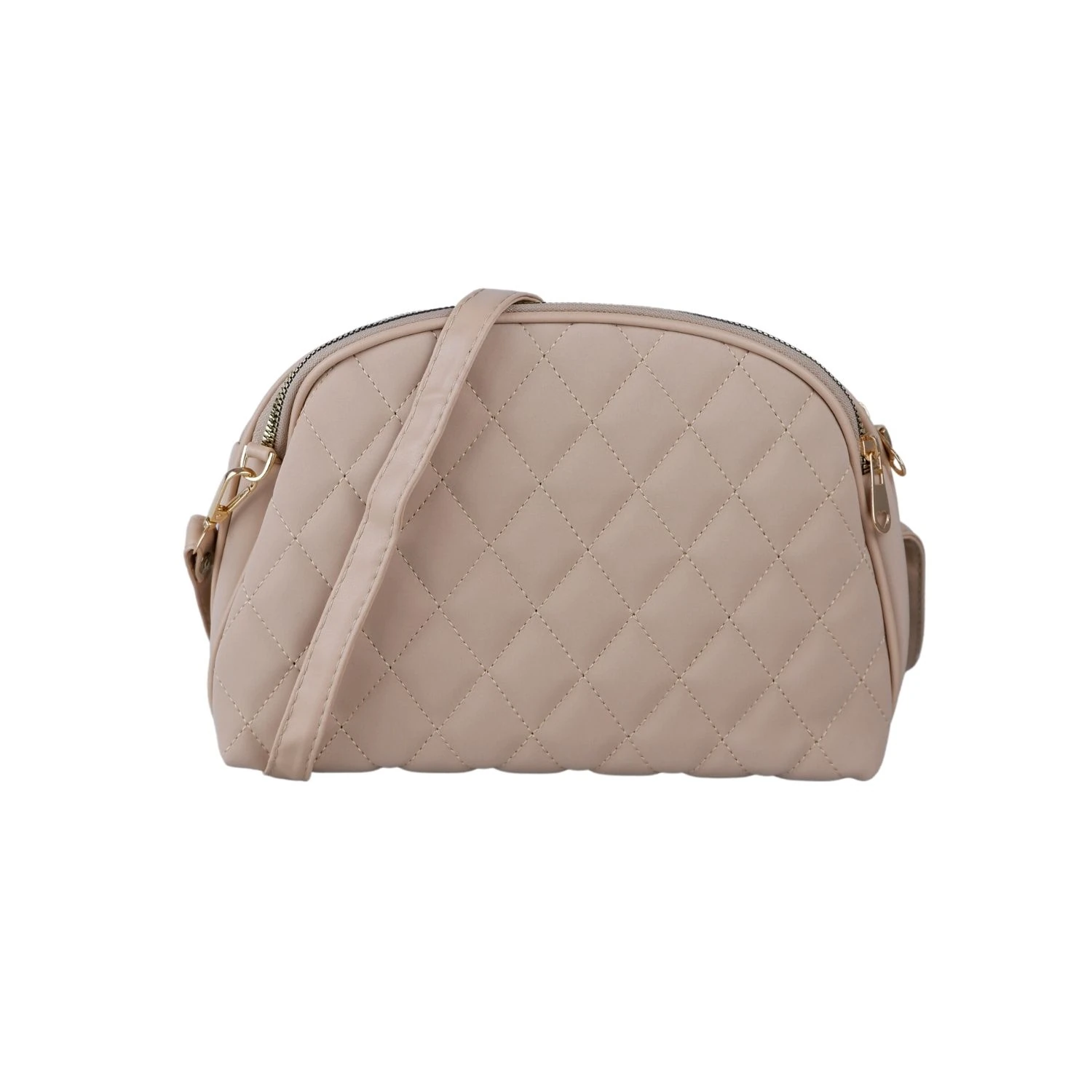 Bagacar Kapitone Şık Bayan Çapraz El ve Omuz Çantası Vizon