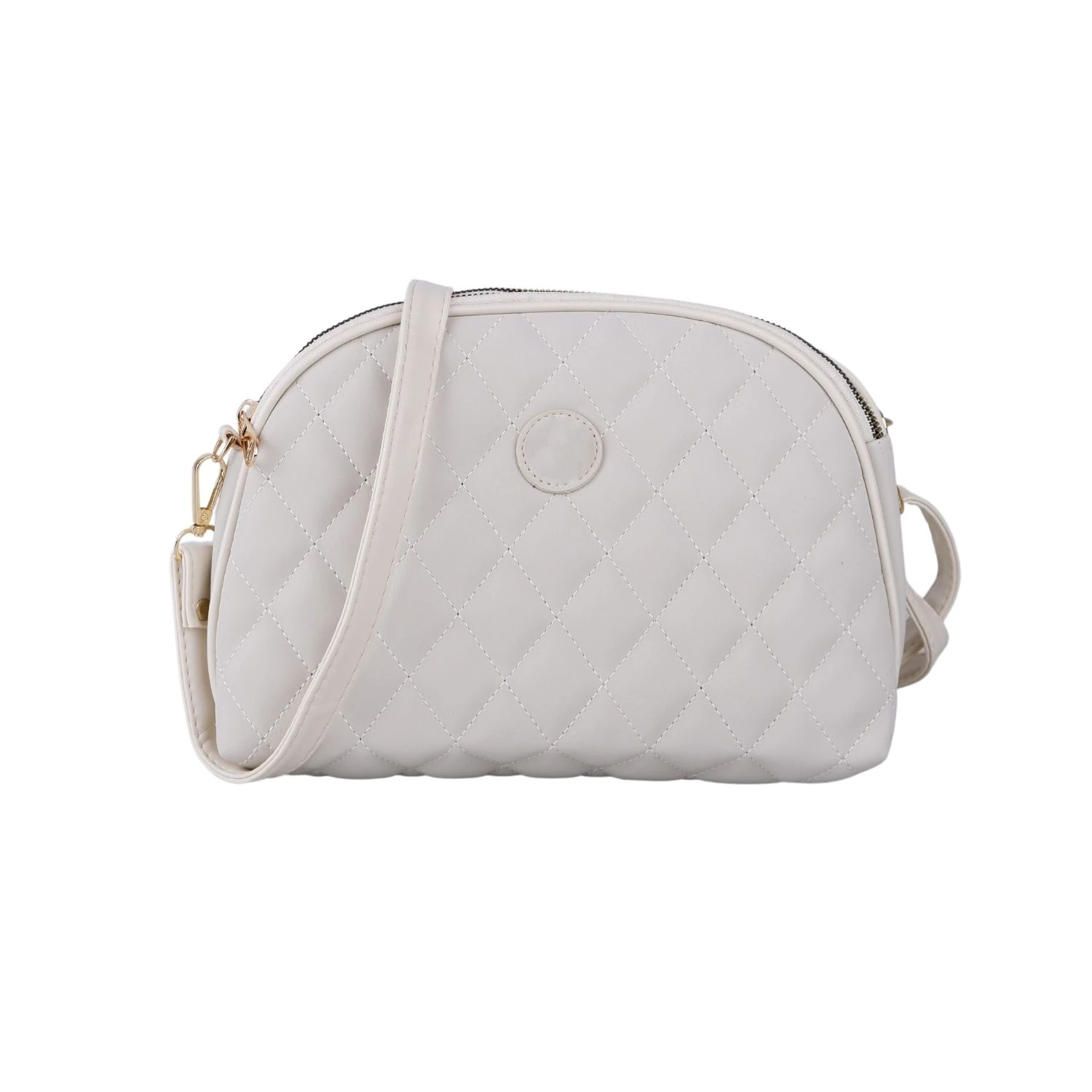 Bagacar Kapitone Şık Bayan Çapraz El ve Omuz Çantası Krem