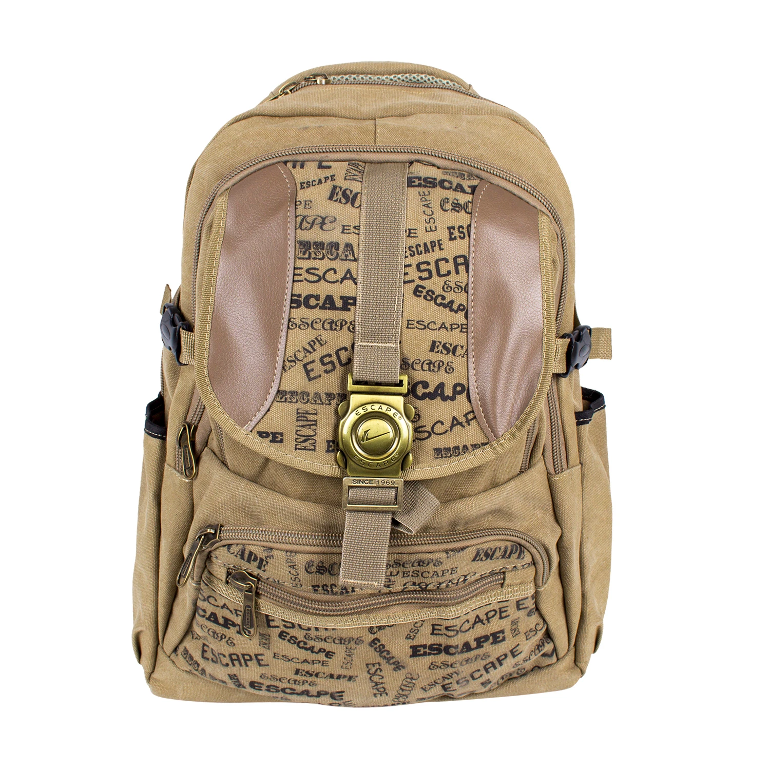 Escape 403 Deri Kanvas Büyük Sırt Çantası Bej