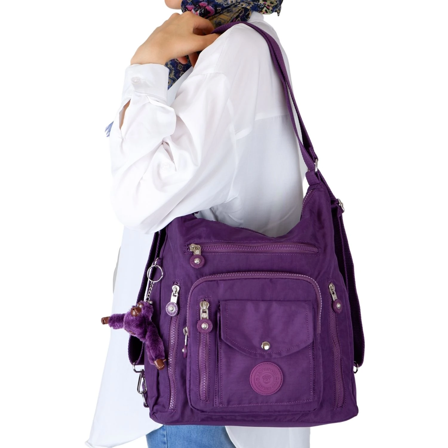 Kenyon Cox B219 Klinkır Kumaş Hafif Sırt Çantası ve Kol Çantası Mor