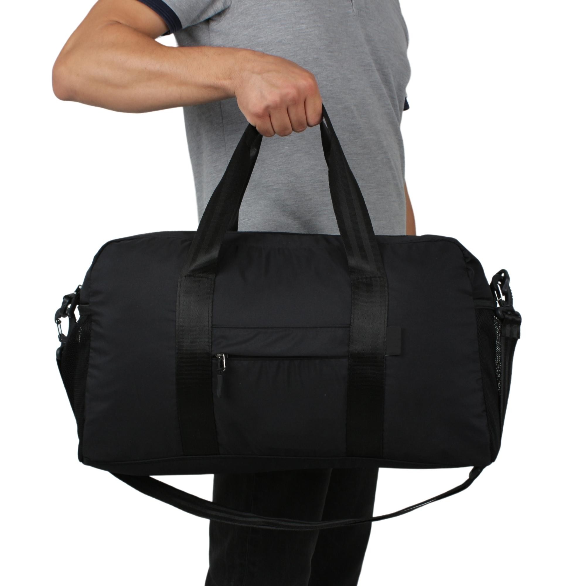 Bagacar 30x50x16Cm Siyah Paraşut Kumaş Plaj Spor ve Seyahat Çantası