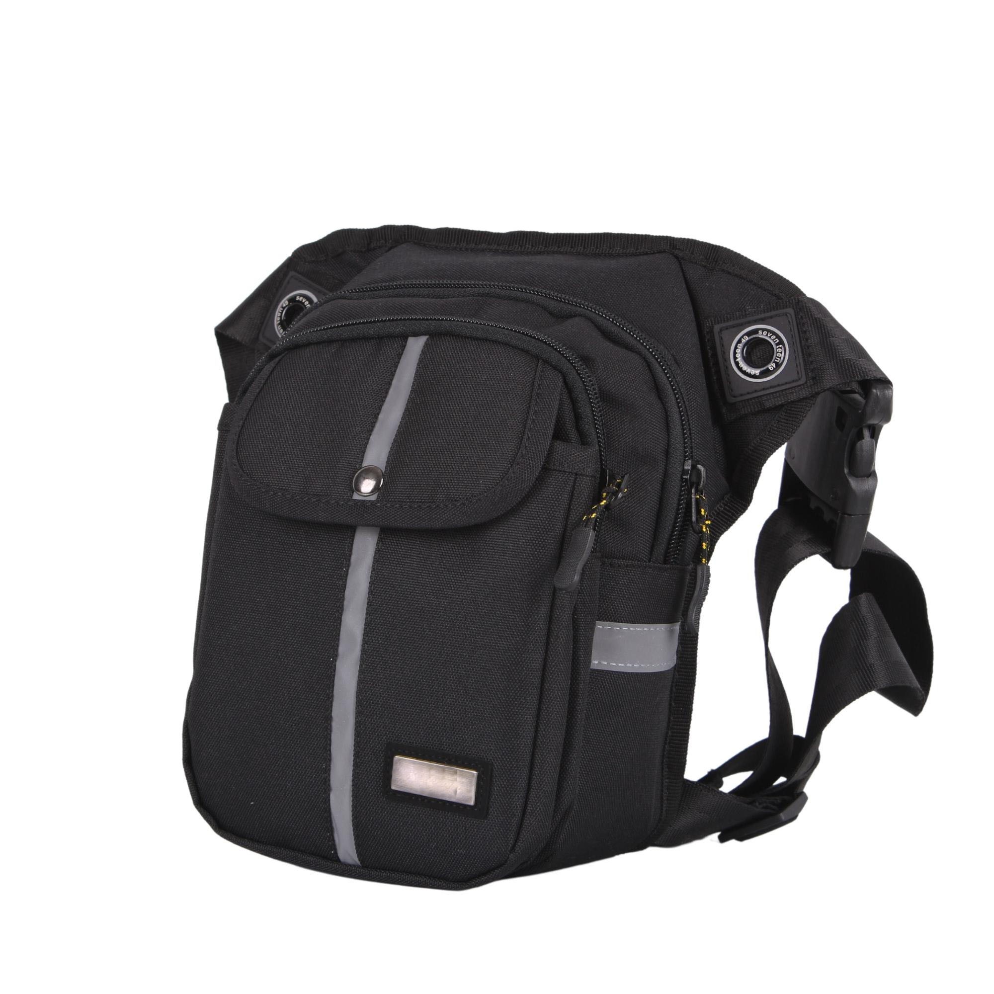 Bagacar SV4963 Siyah Motorcu ve Bacak Bağlamalı Erkek Bel Çantası
