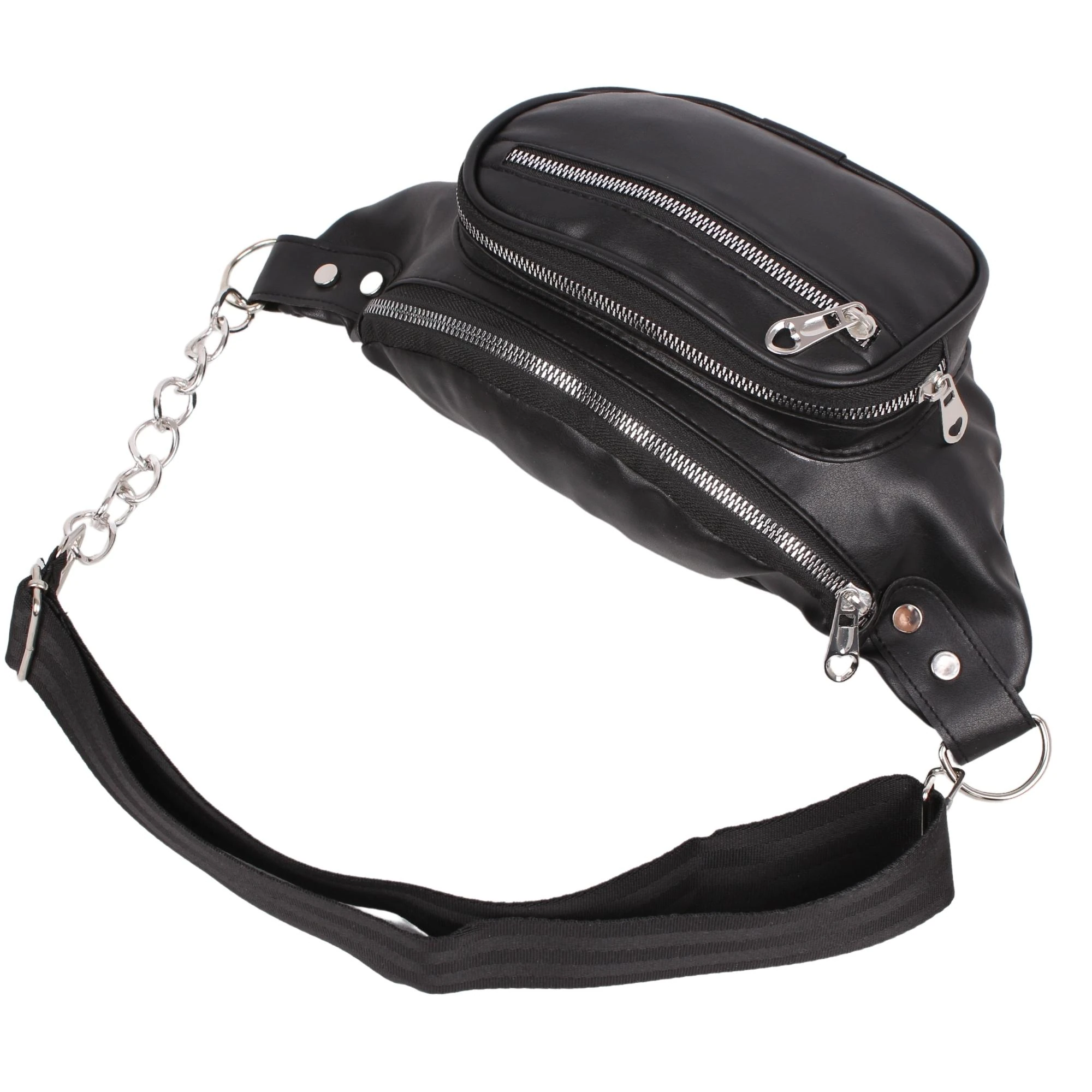 Bagacar Zincirli Bayan Siyah Çapraz Gögüs ve Bel Çantası