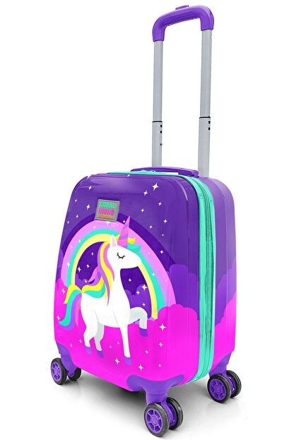 Bagacar Yaygan Kids Mor Su Yeşili Unicorn Desenli Çocuk Valizi 16729