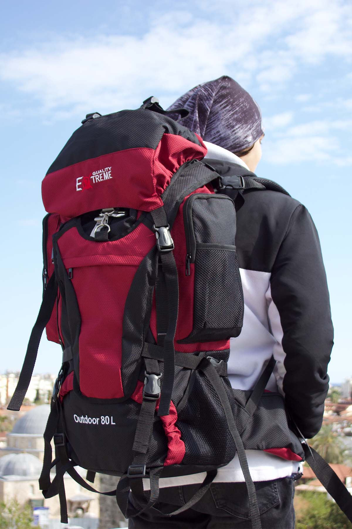 Bagacar 80 Litre Kırmızı Profesyonel Dağcı Sırt Çantası