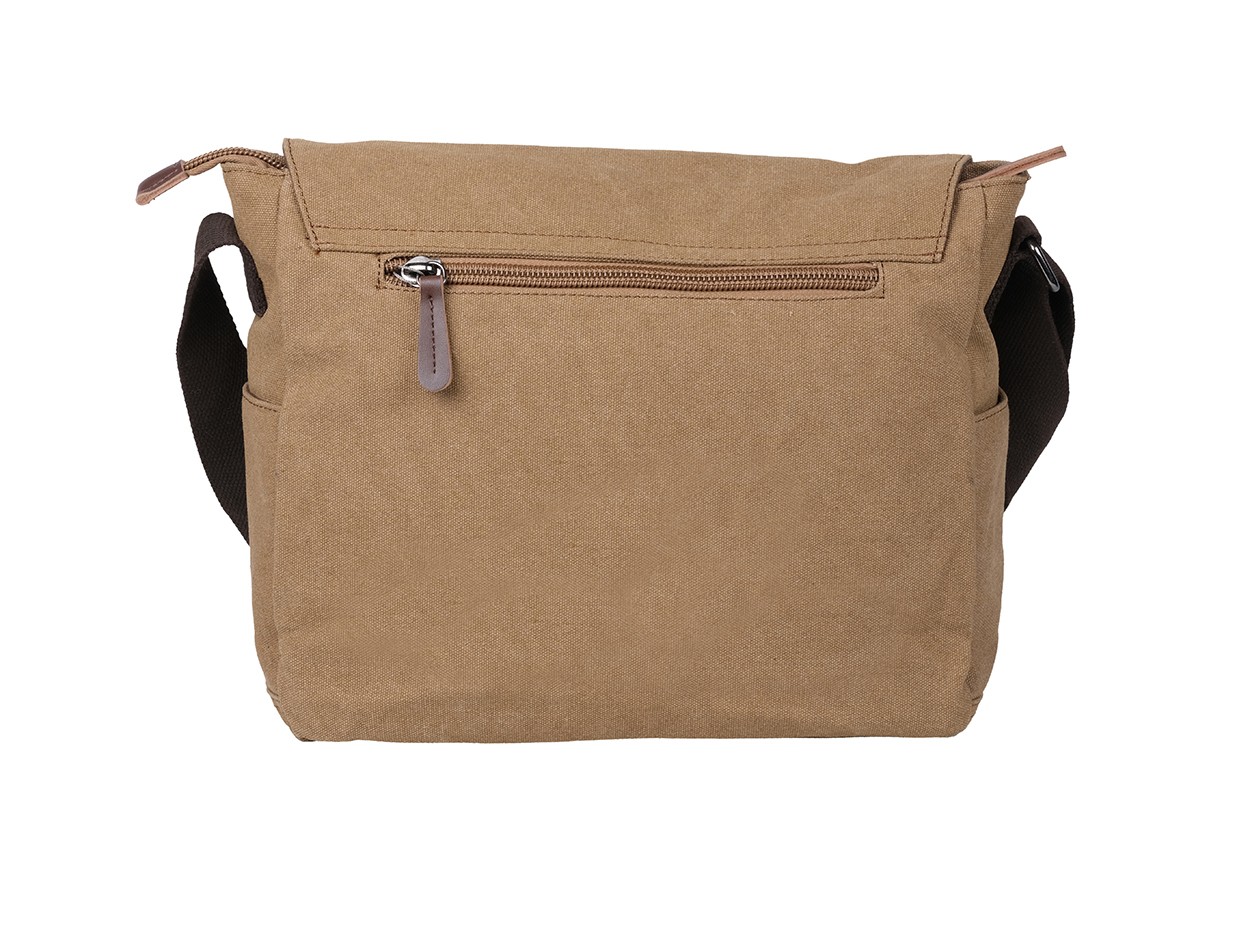 Bagacar Orjinal Kanvas Kumaş Laptop Bölmeli Unisex Çapraz Çanta Bej