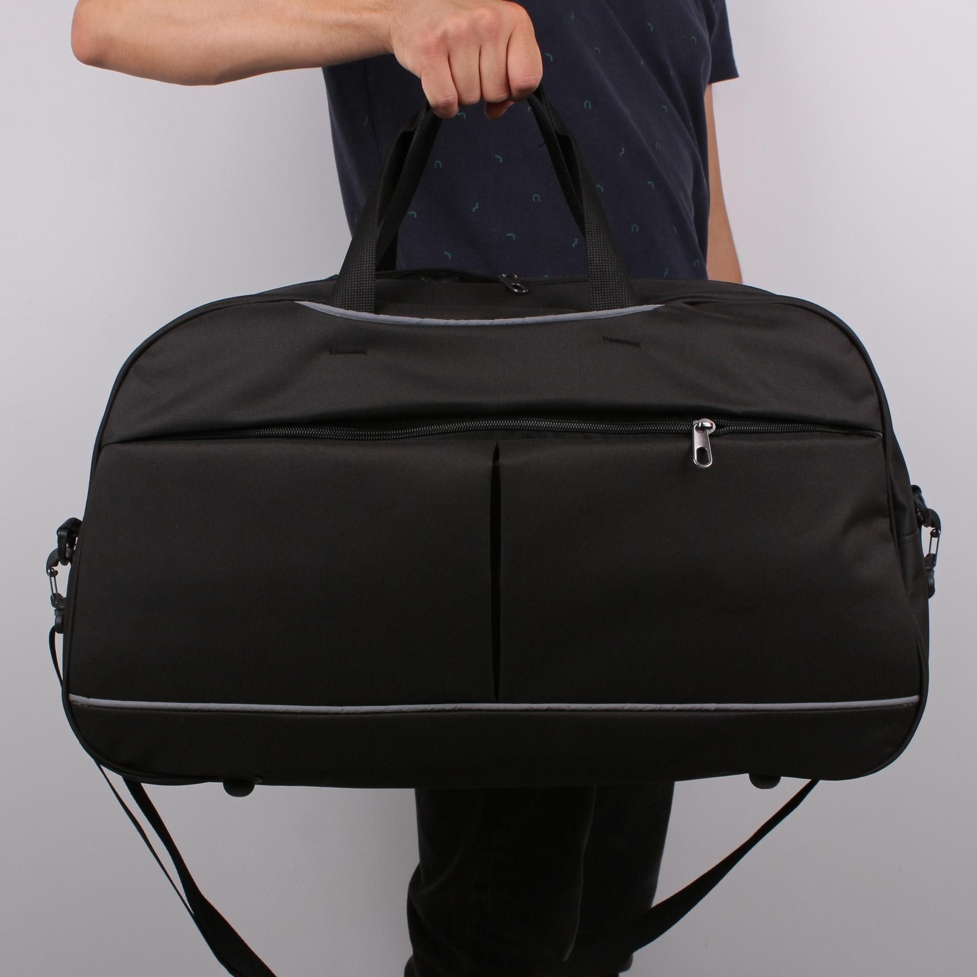Bagacar 50x30x24 Cm Unisex Siyah Kumaş Plaj Spor ve Seyahat Çantası