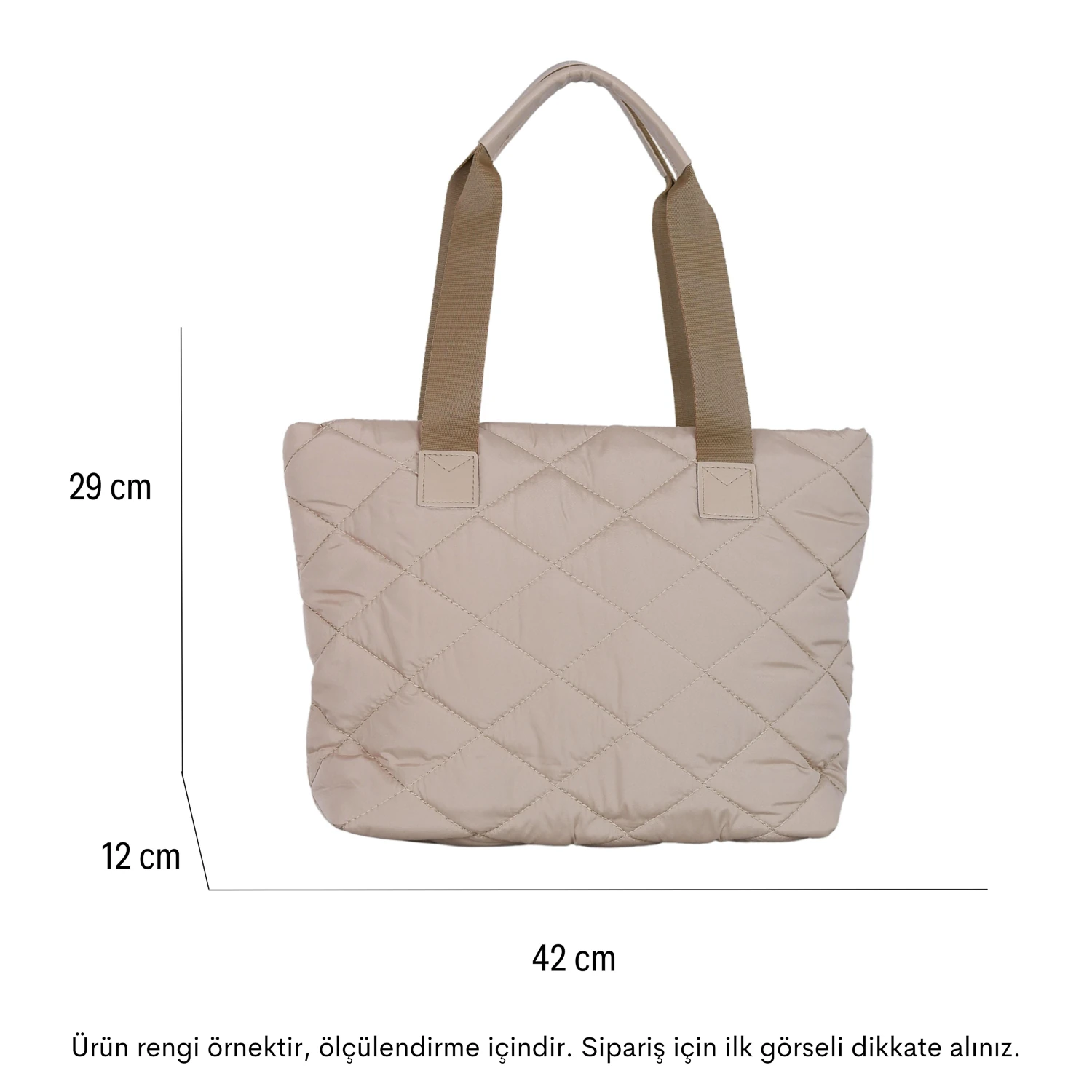 Bagacar Şişme Puf Yumuşak Hafif Kumaş Kapitone Geniş Kol ve Omuz Çantası Gri