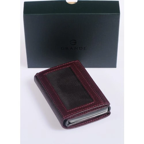 Grande 725 Unisex Hakiki Deri Mekanizmalı Kartlık  Bordo