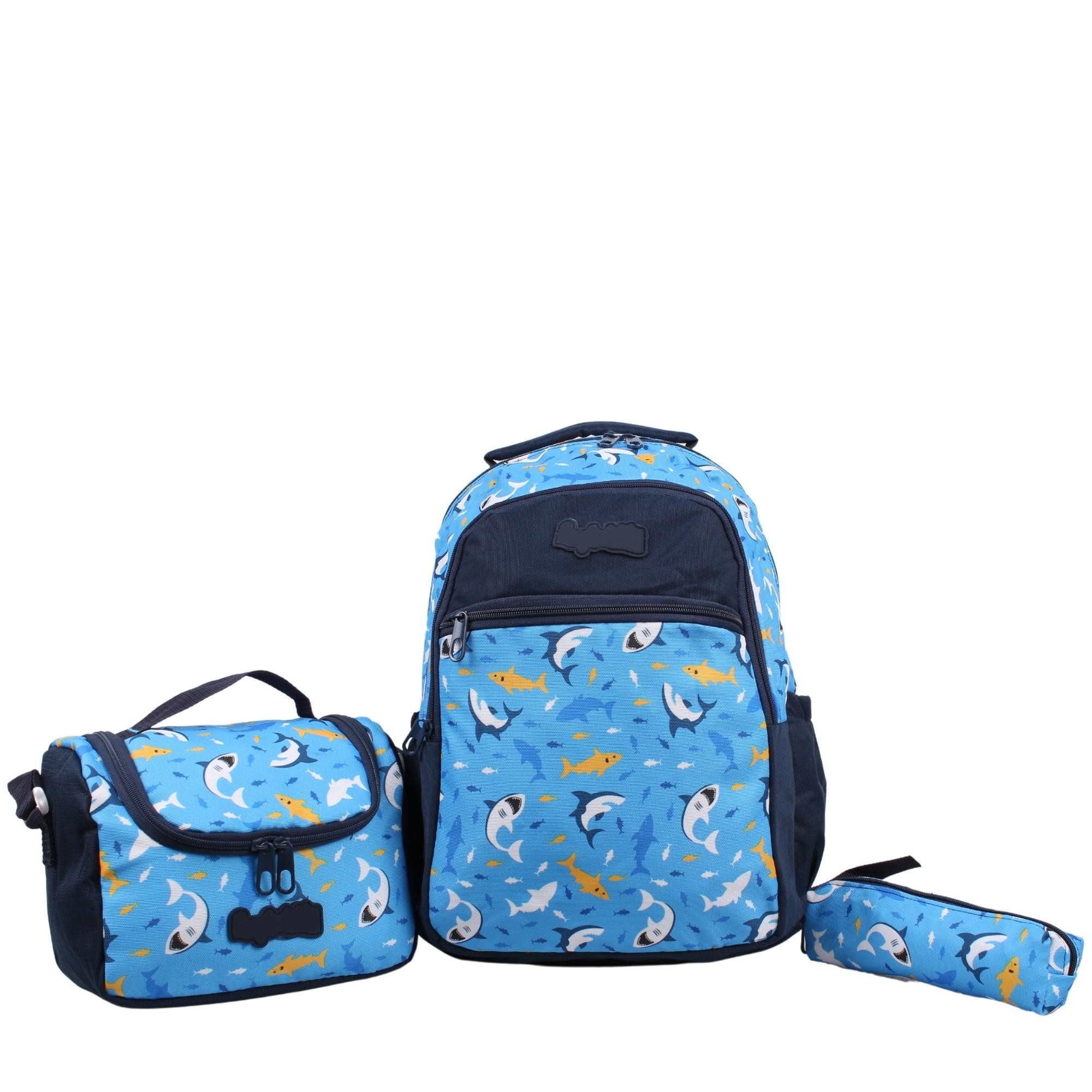 Bagacar Kids Erkek Mavi Köpekli Model Kalemlikli Beslenmeli Set Sırt Çantası