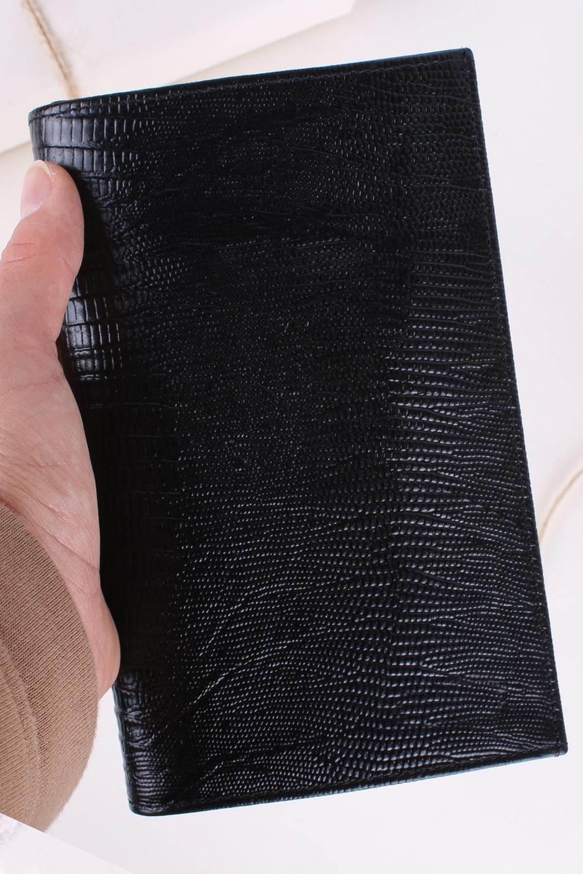 Legend Leather İguana Siyah 1546 Unisex Hakiki Çek Bölmeli Deri Cüzdan