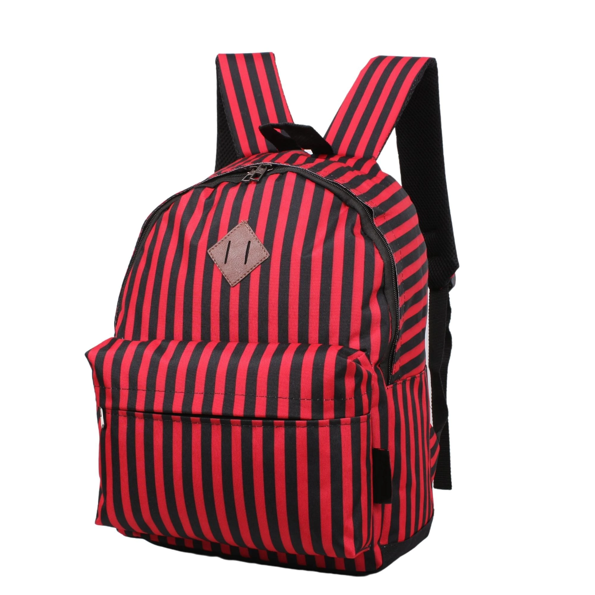 Bagacar 130 Kırmızı Siyah Çizgili Günlük Okul Sırt Çantası