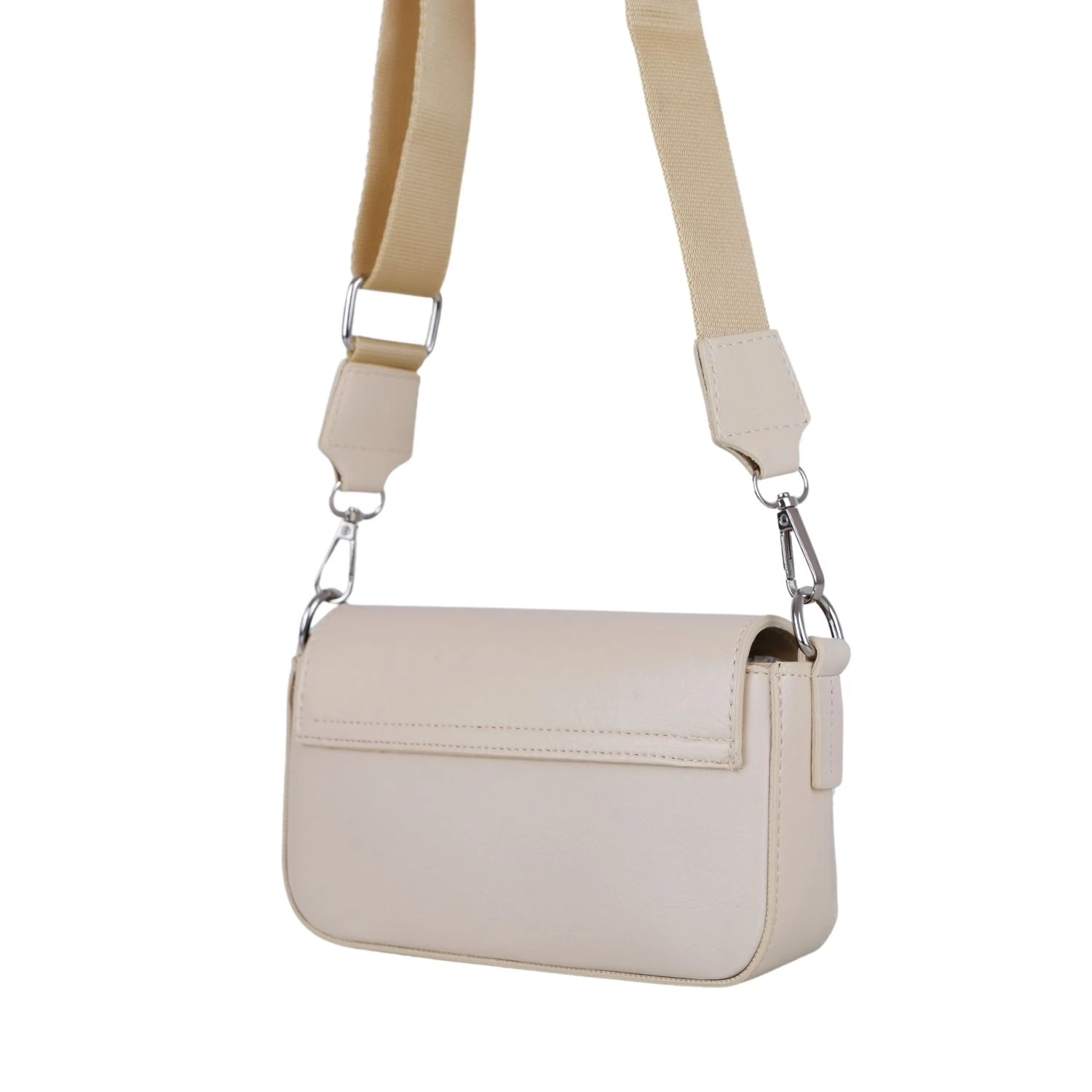 Bagacar Kapaklı Mini Şık Bayan Çapraz El ve Omuz Çantası Bej