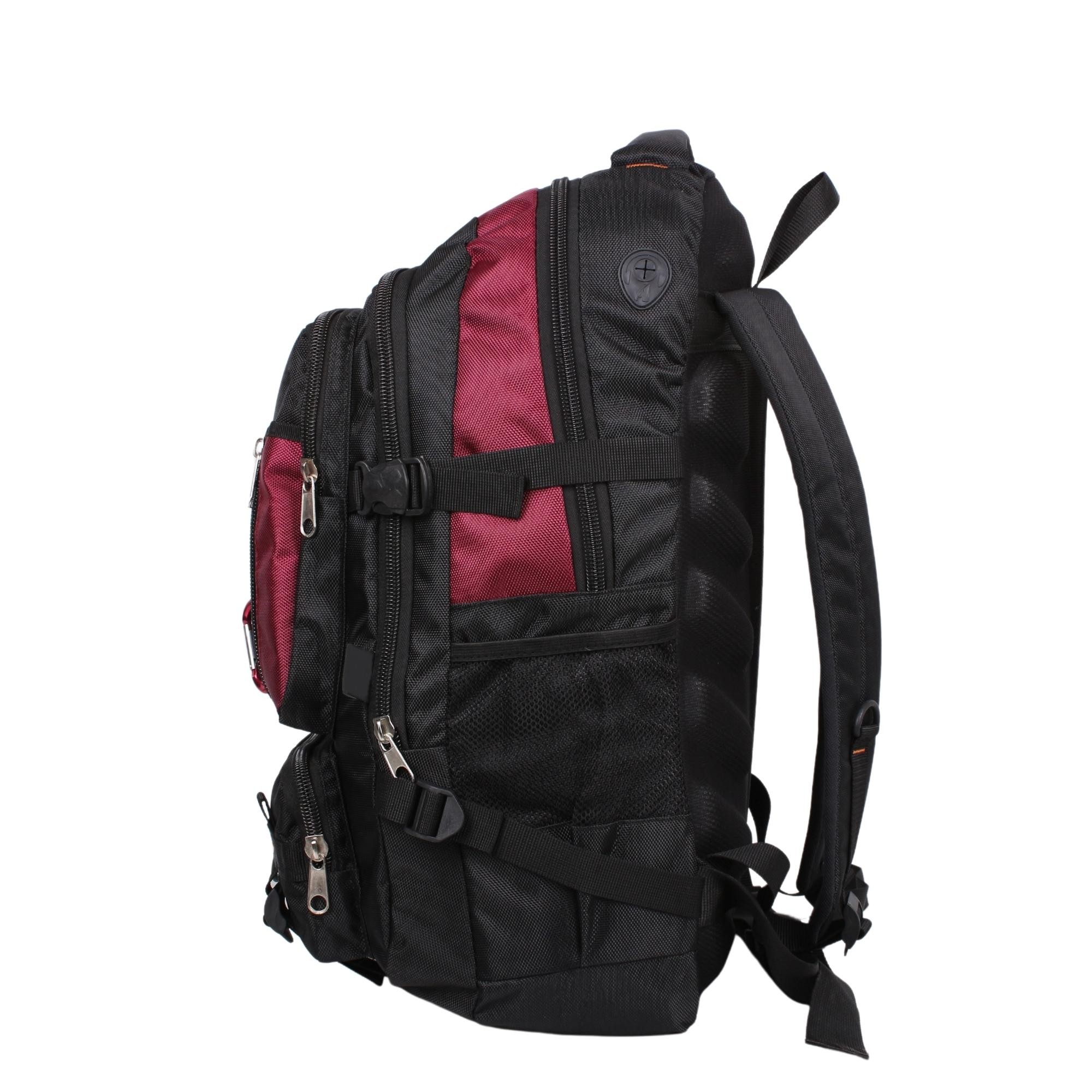 Bagacar IZDAG Siyah Bordo Seyahat Sırt Çantası 60 LT 17" Laptop Bölmeli