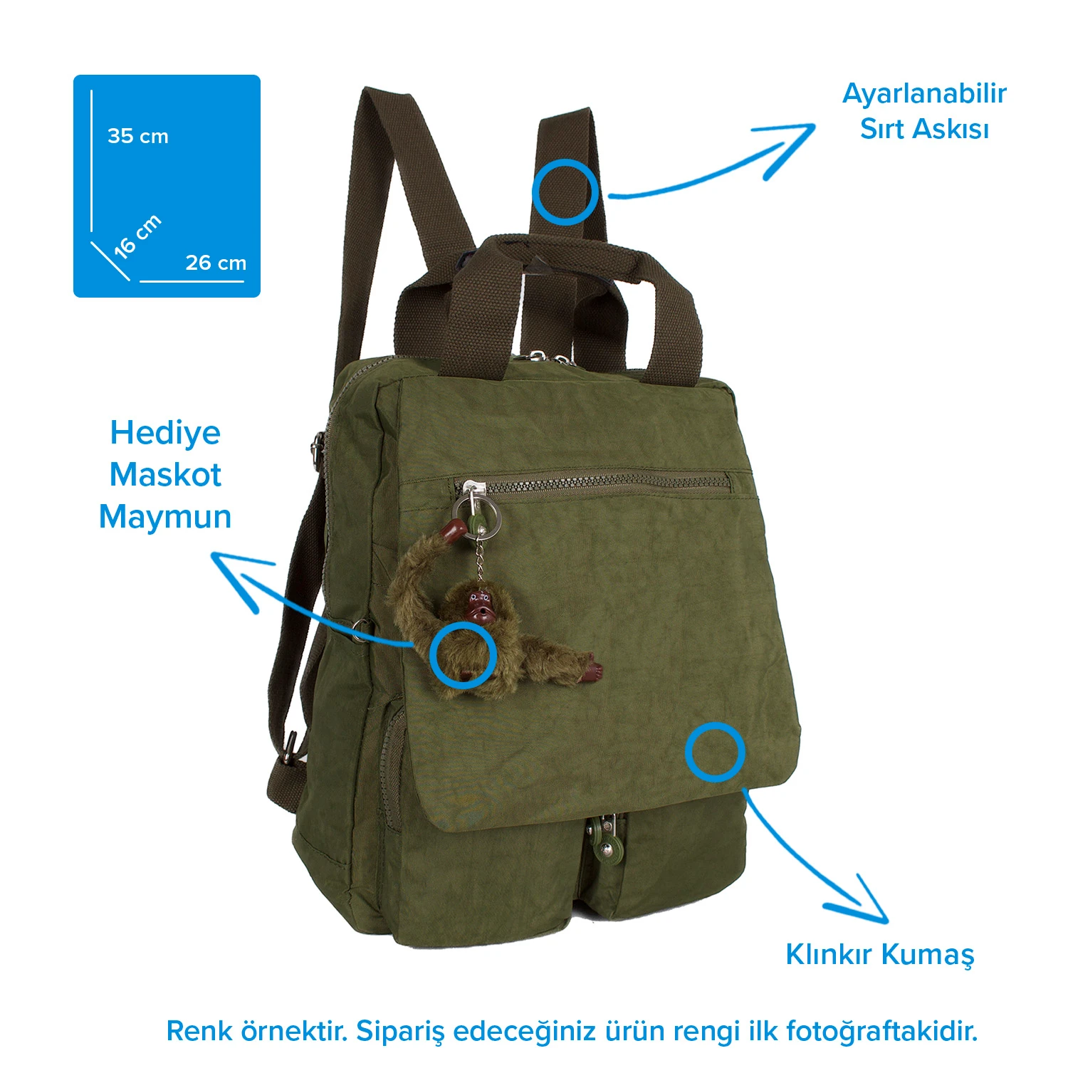 Kenyon 8830 Unisex Klinkır Kumaş Sırt Çantası Haki