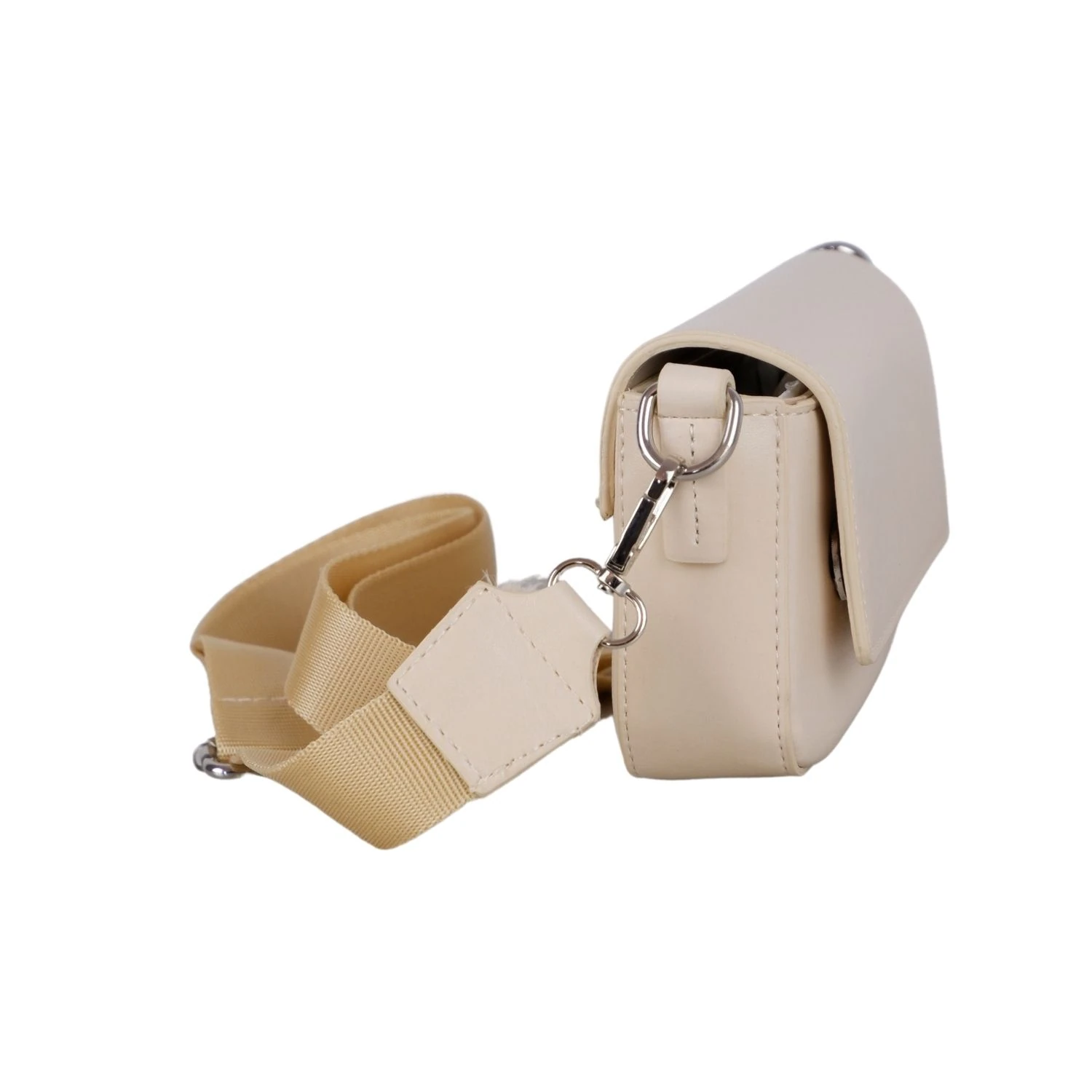 Bagacar Kapaklı Mini Şık Bayan Çapraz El ve Omuz Çantası Bej