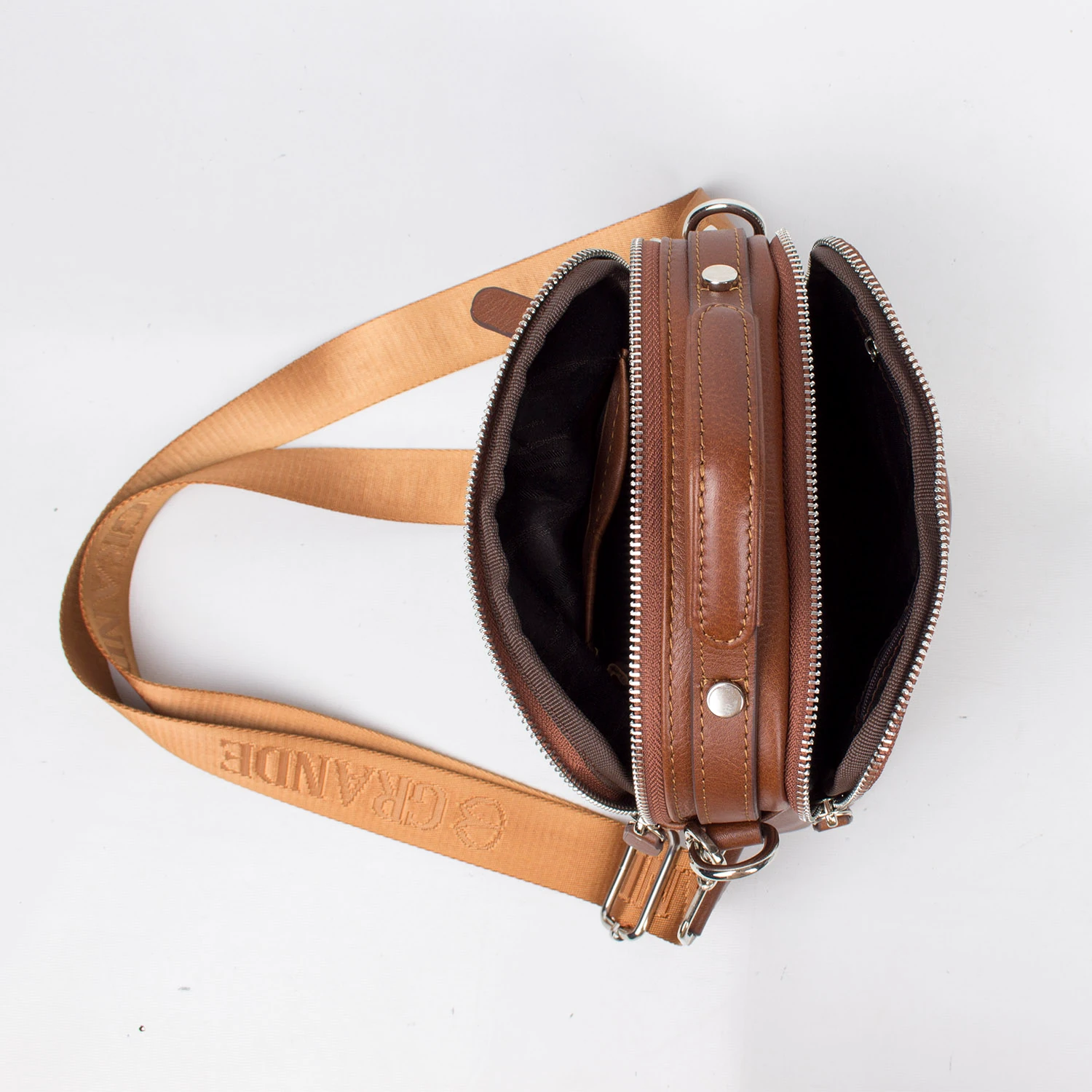 Grande 4590 Hakiki Deri Askılı Omuz Postacı Çantası Kahve