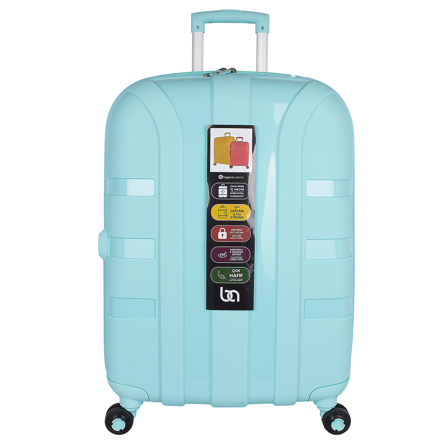 Bagacar IV Sert Silikon Kırılmaz 3lü Valiz Seti Su Yeşili