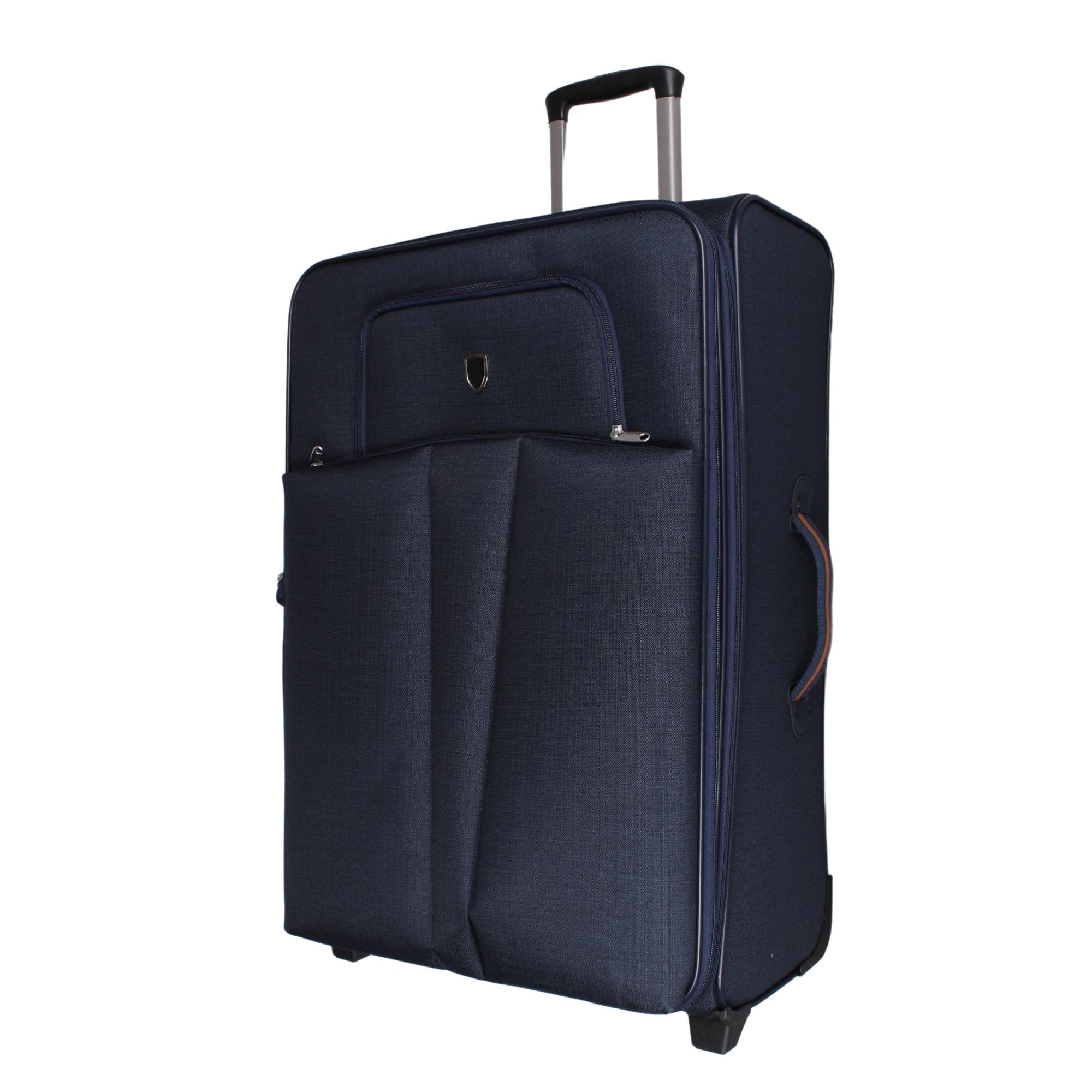 Bagacar CN Lacivert 2 Tekerlekli Kumaş Büyük Boy Körüklü Valiz