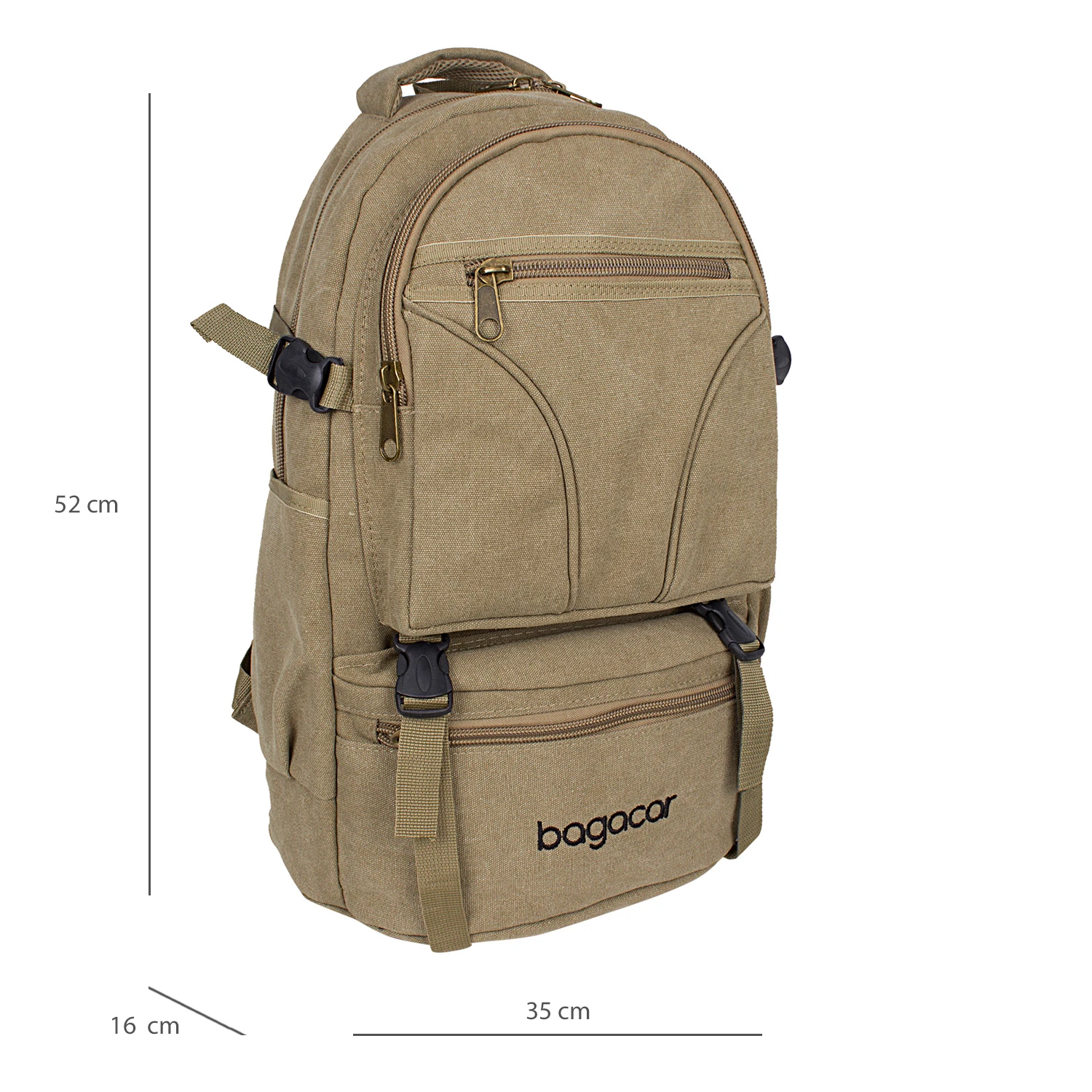 Bagacar Dağcı ve Trekking Kanvas Kumaş Sırt Çantası Bej