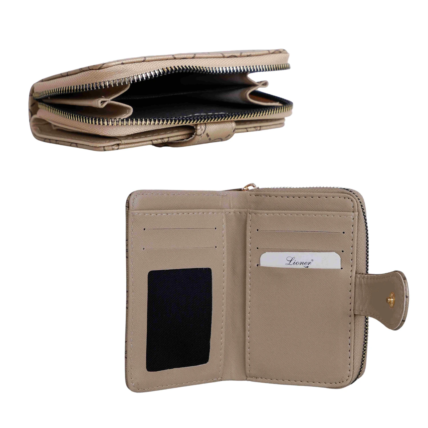 Bagacar Bej Fermuarlı Kare Mini Bayan Cüzdanı