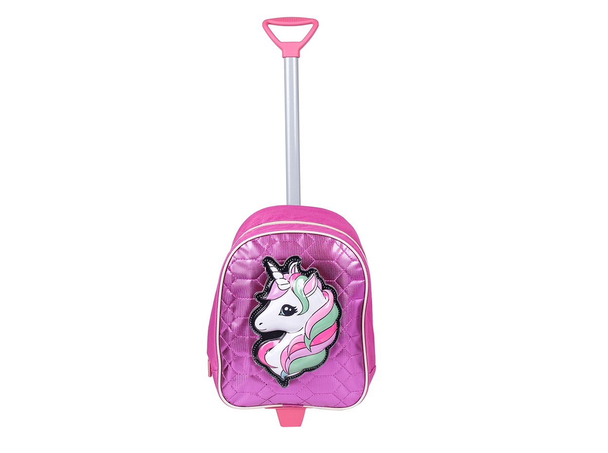 Bagacar Unikorn Desen Pembe Tekerlekli Anaokulu ve Kreş Sırt Çantası