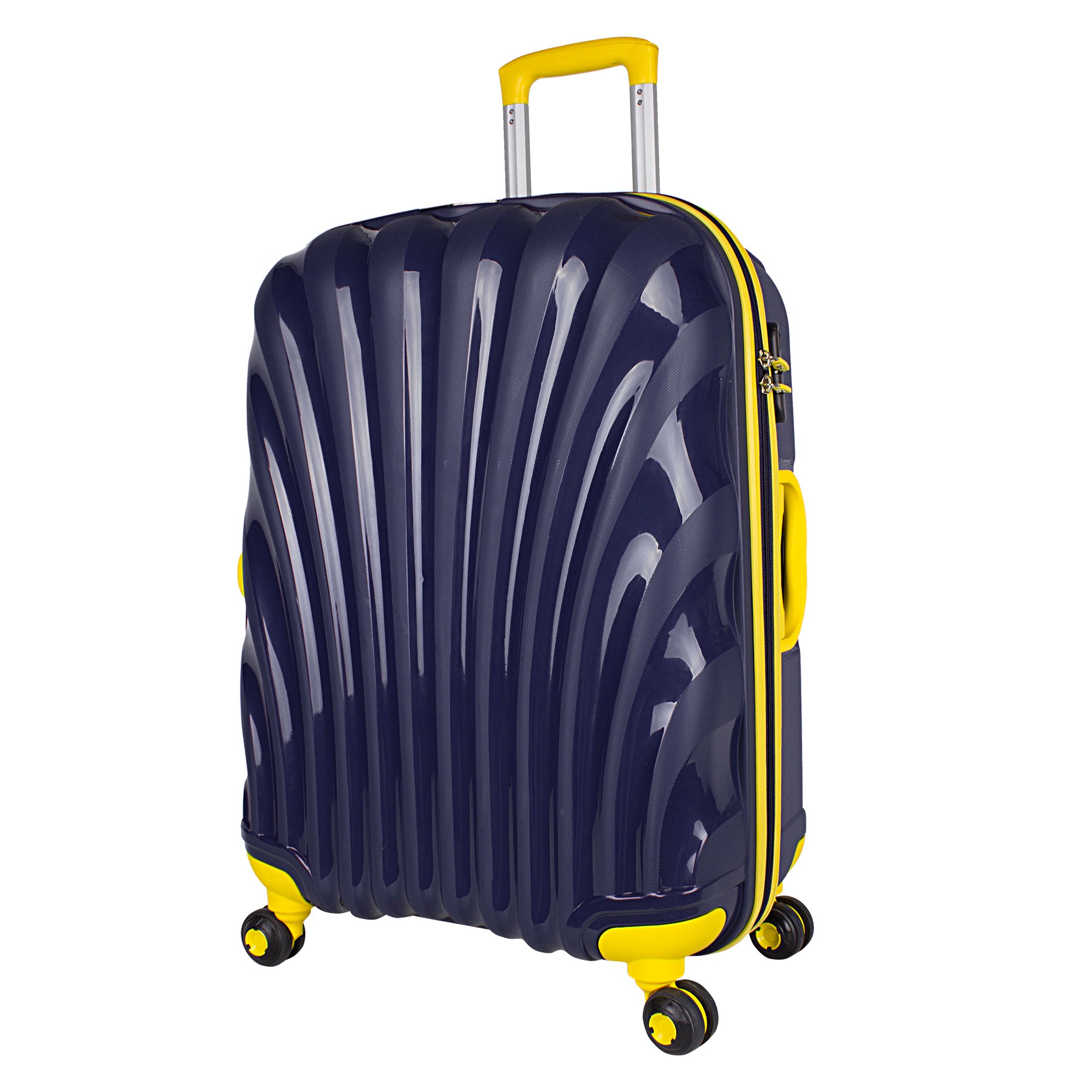 Bagacar Shell Silikon Kırılmaz Orta Boy Valiz Lacivert Sarı