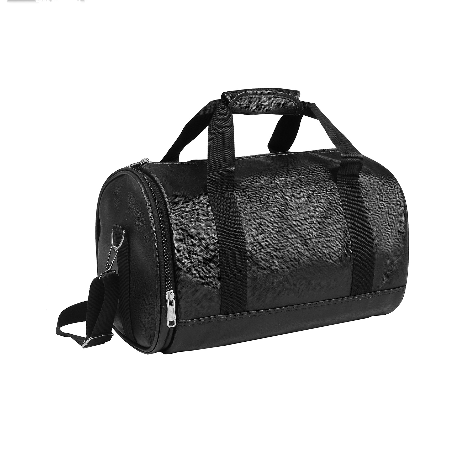Bagacar Unisex Suni Deri Seyahat ve Spor Çantası Siyah