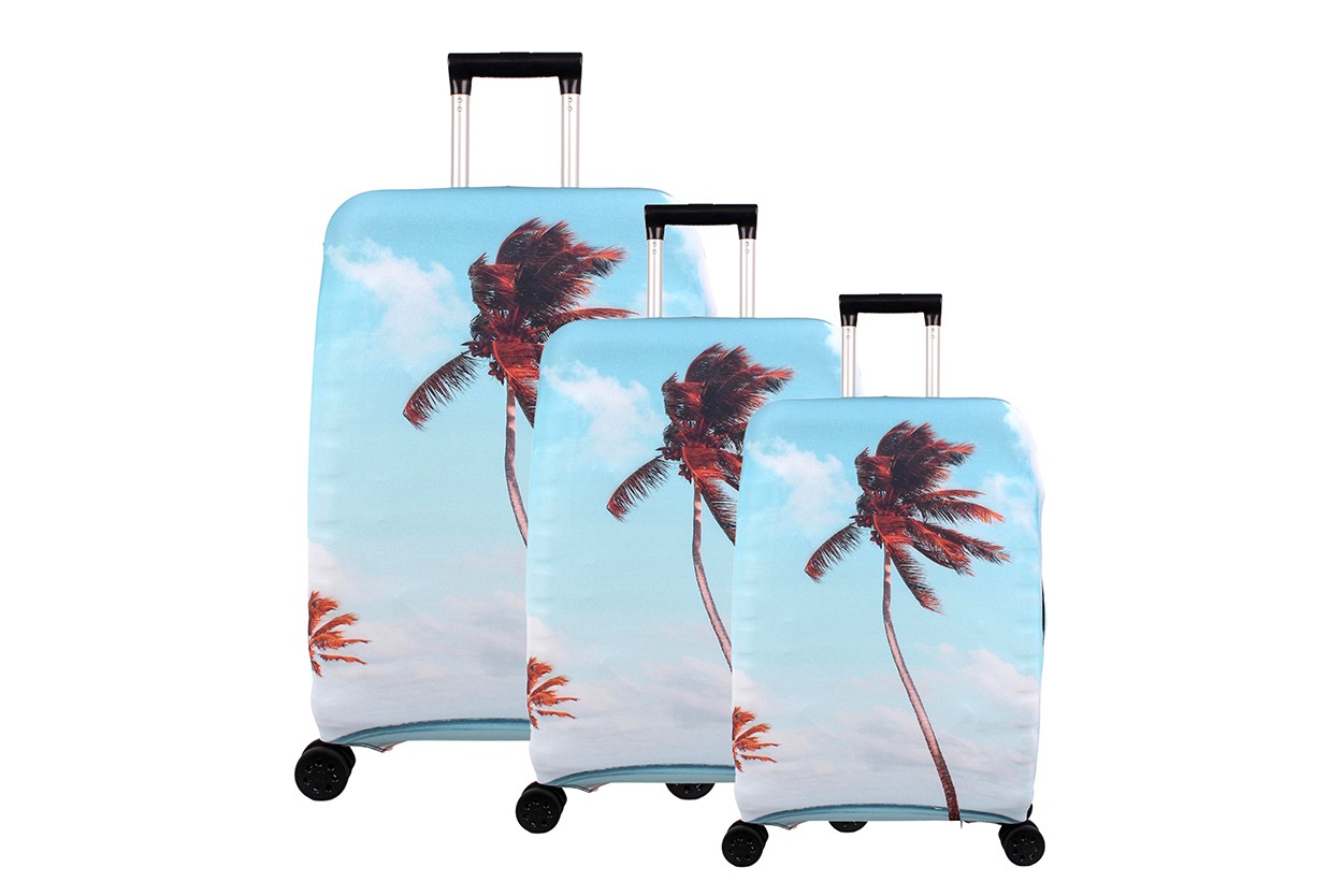 Bagacar Palmiye 3lü Set Valiz Kılıfı, 3 lü Valiz Kemeri, 3lü Valiz Etiketi