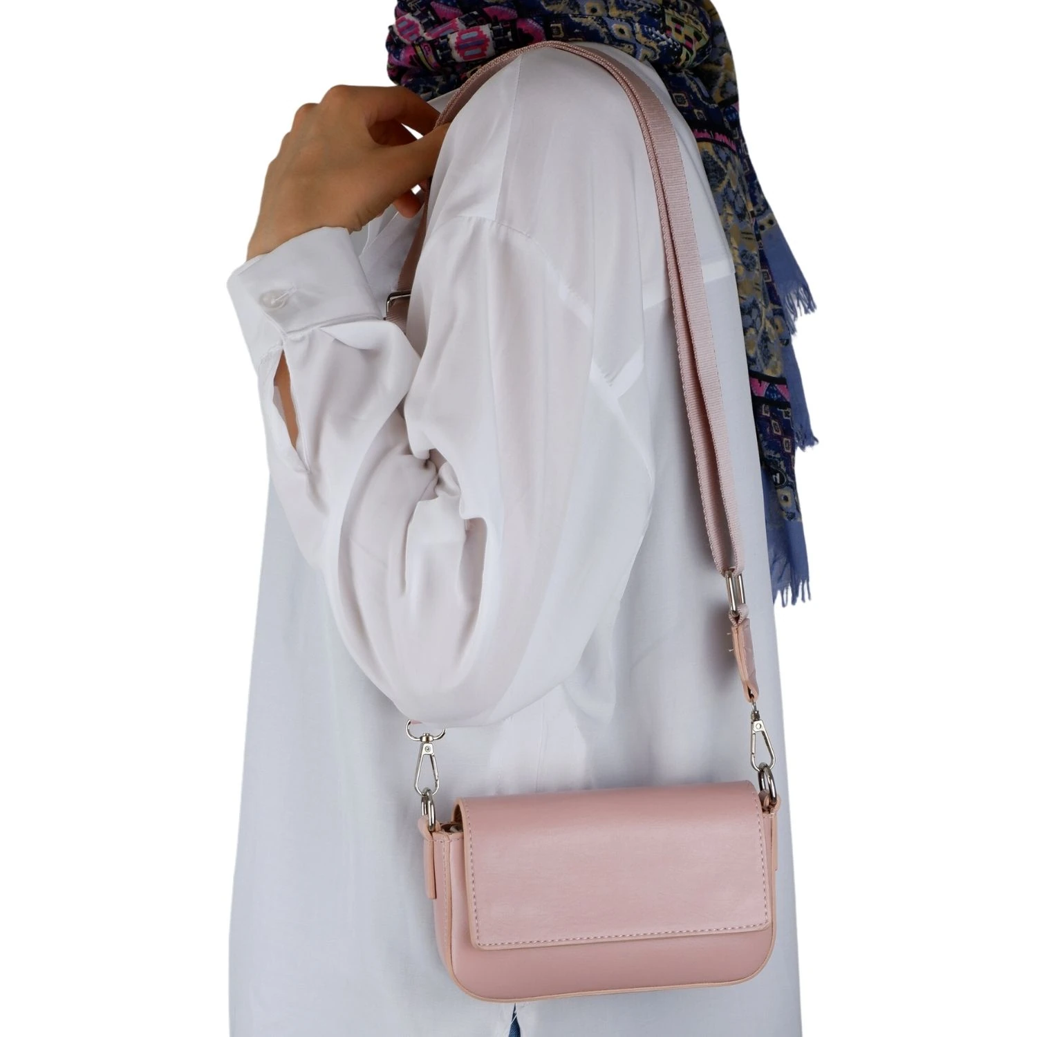 Bagacar Kapaklı Mini Şık Bayan Çapraz El ve Omuz Çantası Pudra
