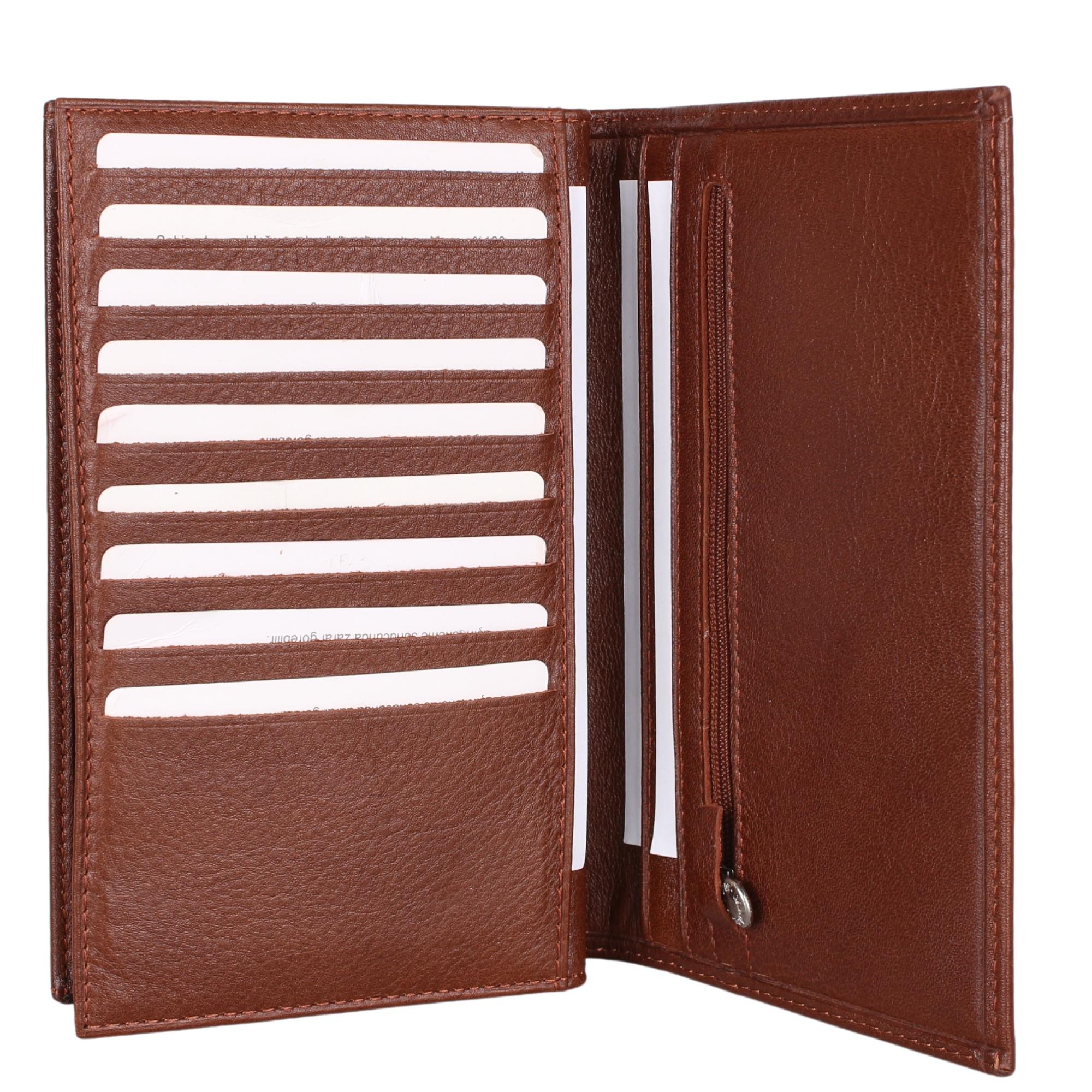 Legend Leather Taba 1546 Unisex Hakiki Çek Bölmeli Deri Cüzdan