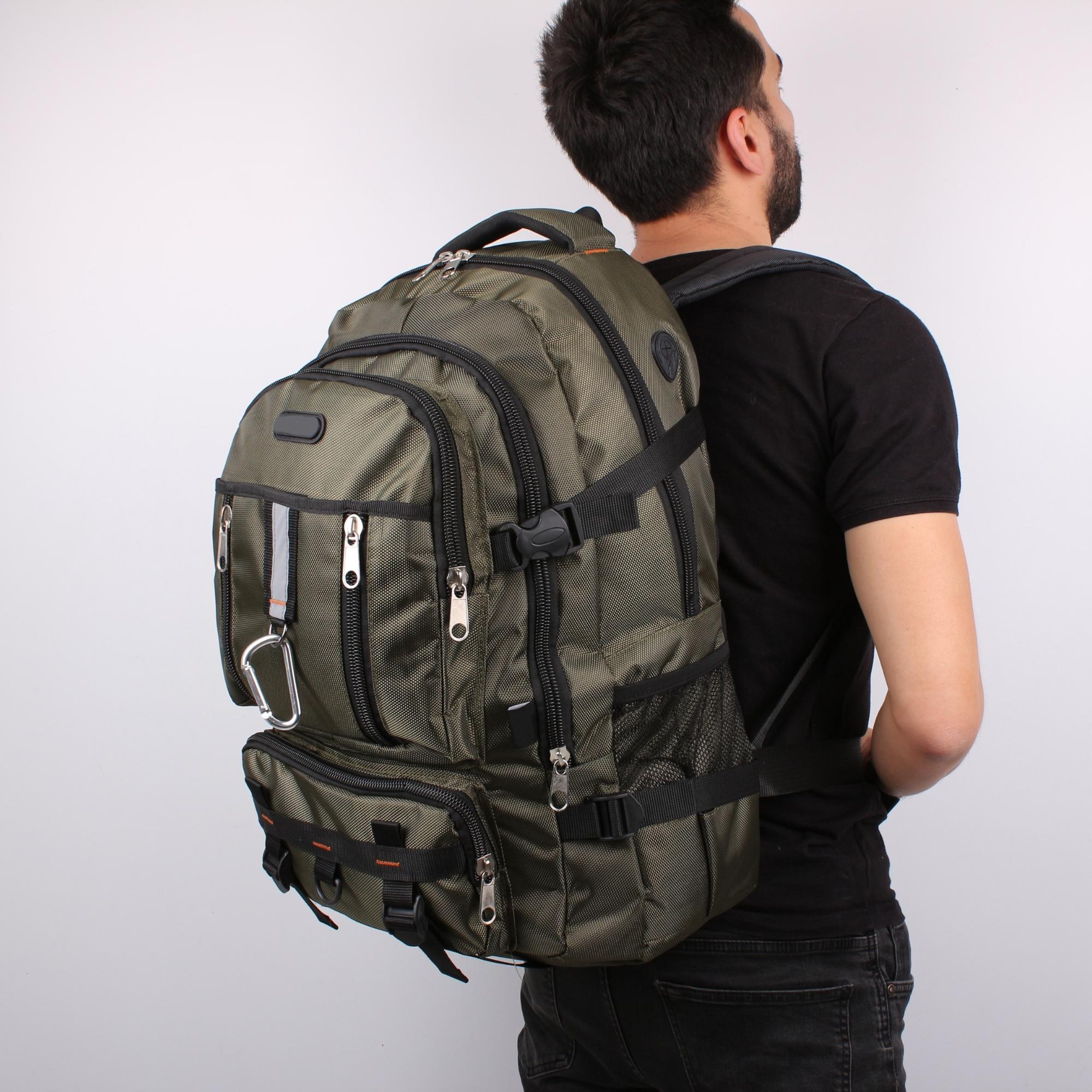 Bagacar IZDAG Haki Seyahat Sırt Çantası 60 LT 17" Laptop Bölmeli