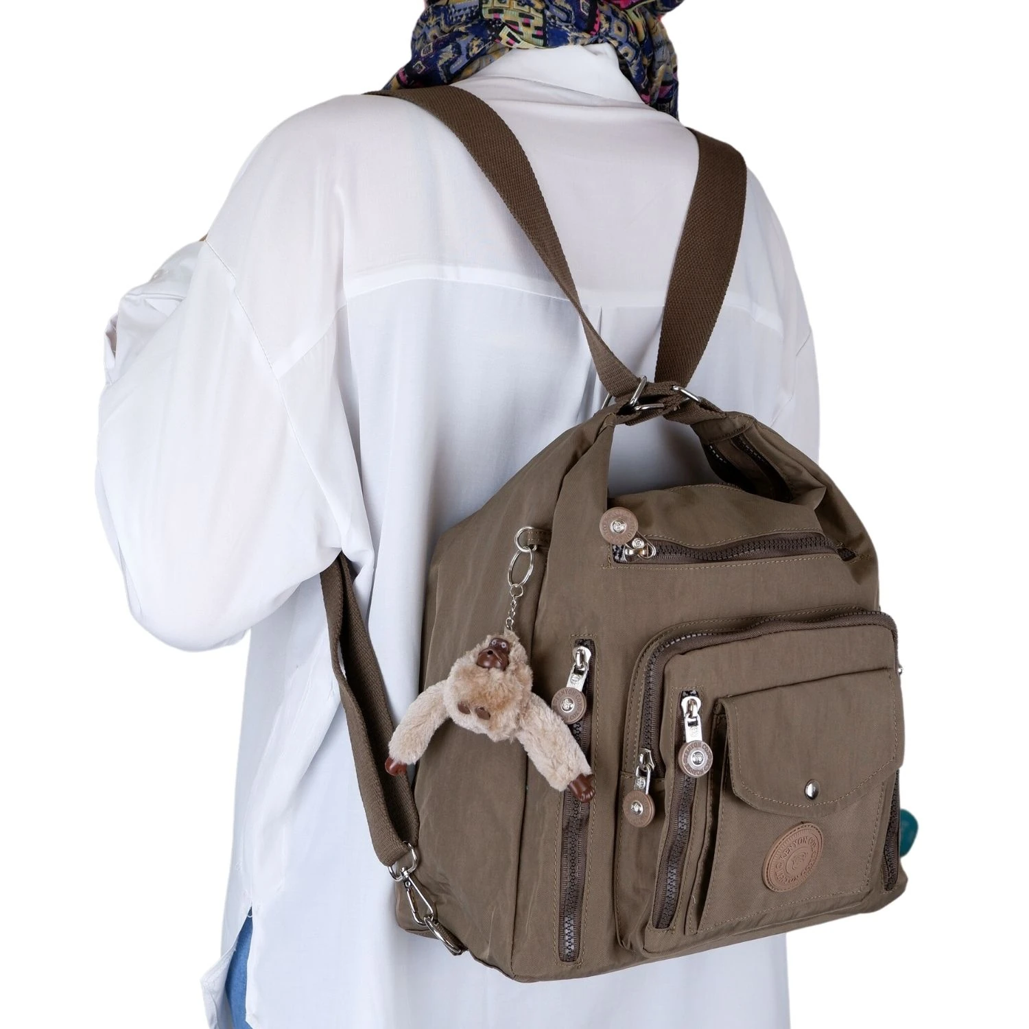 Kenyon Cox B219 Klinkır Kumaş Hafif Sırt Çantası ve Kol Çantası Kahve