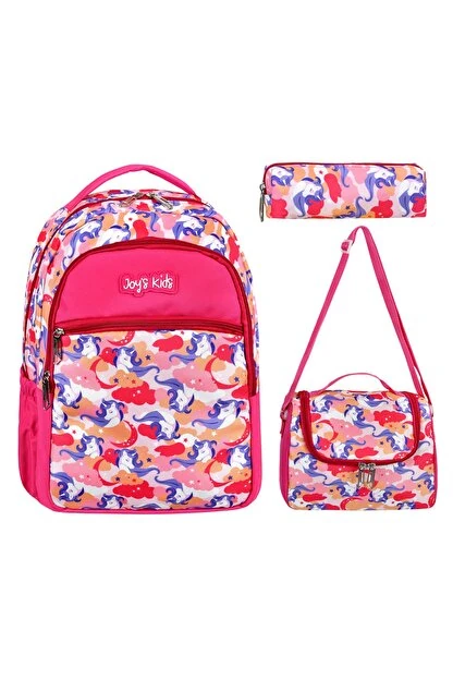 Bagacar Cakard Kız Unicorn Model Kalemlikli Beslenmeli Set Sırt Çantası