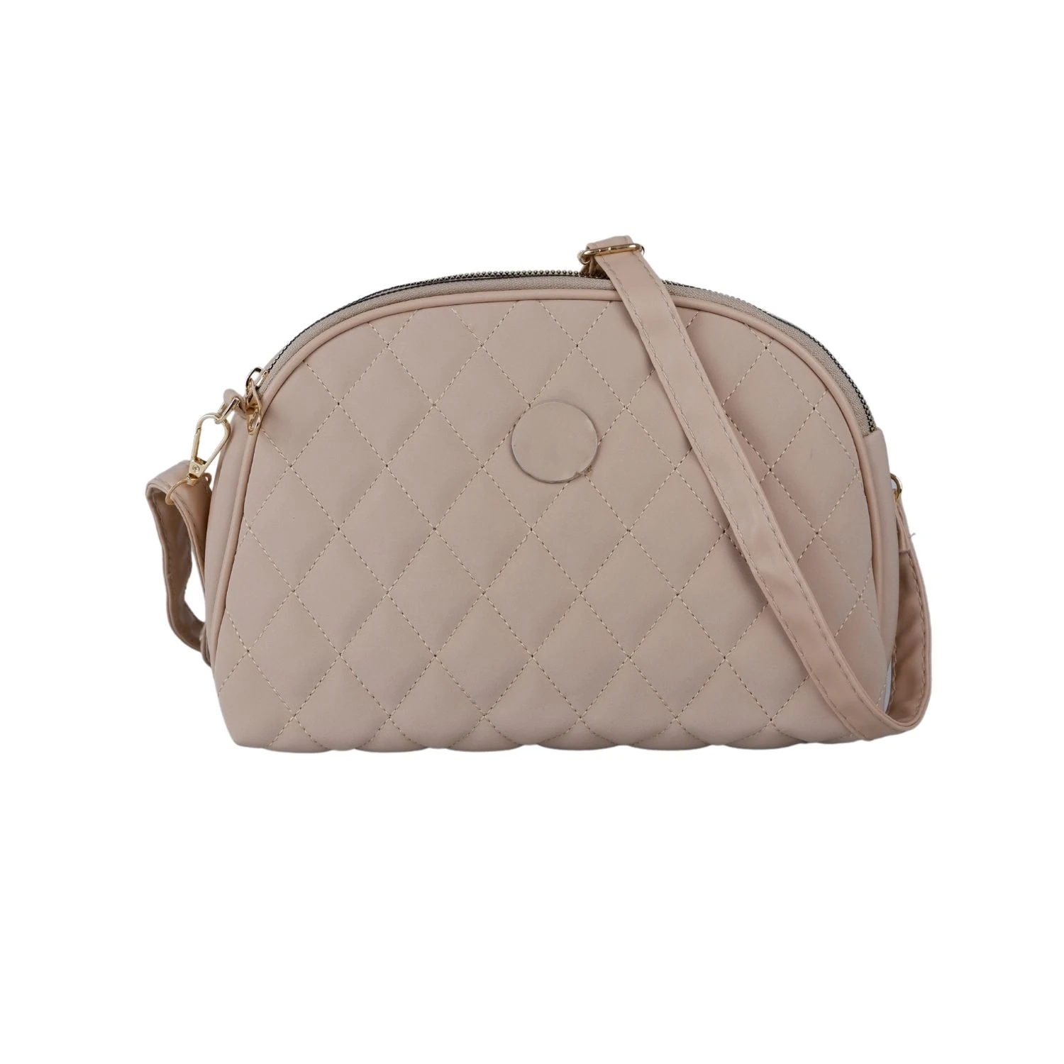 Bagacar Kapitone Şık Bayan Çapraz El ve Omuz Çantası Vizon