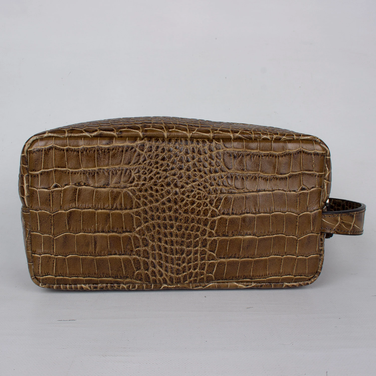 Grande 4281 Hakiki Deri Unisex El Portföy Çantası Kroko Kahve