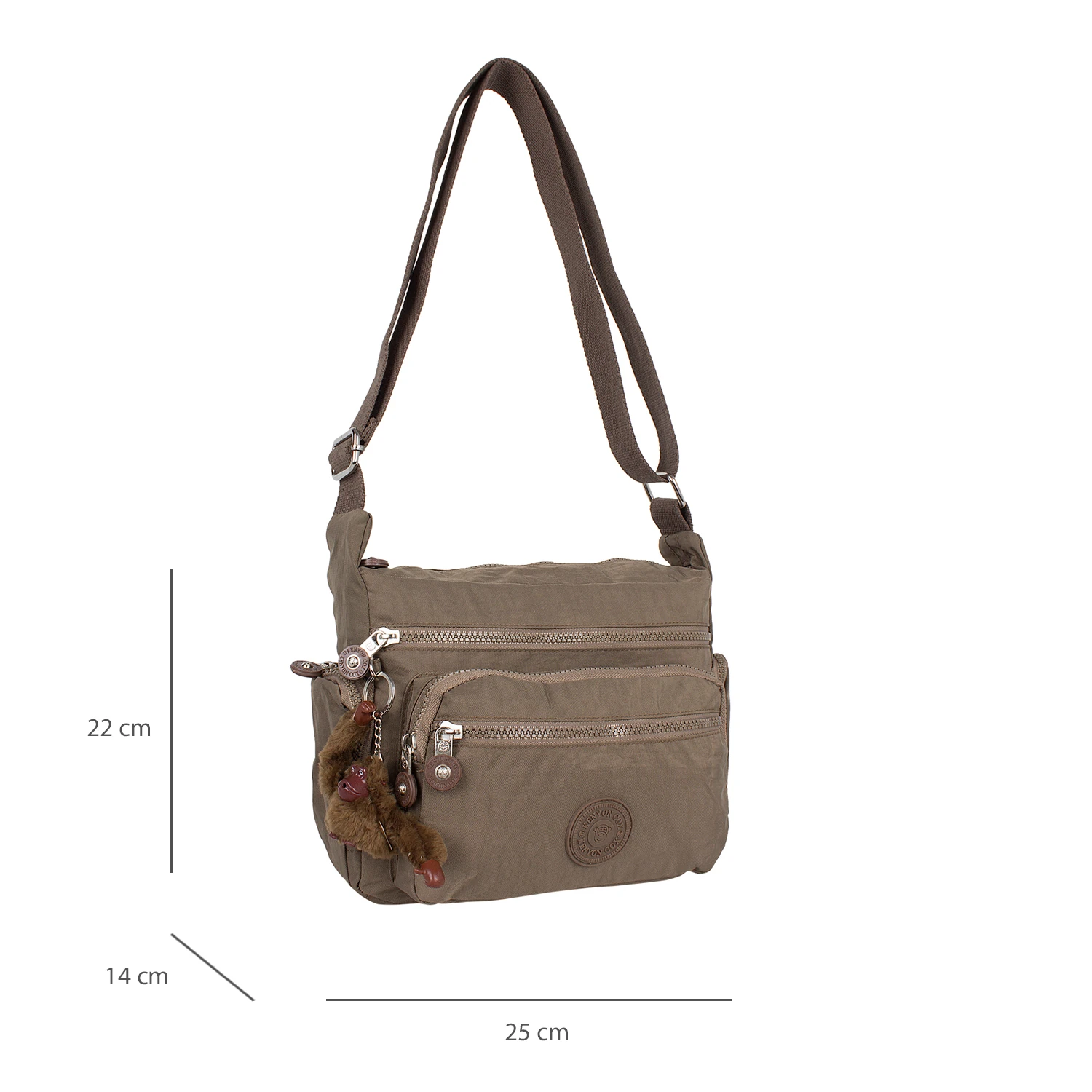 Kenyon 2736 Klinkır Kumaş Bayan Çapraz Omuz Çantası Kahve