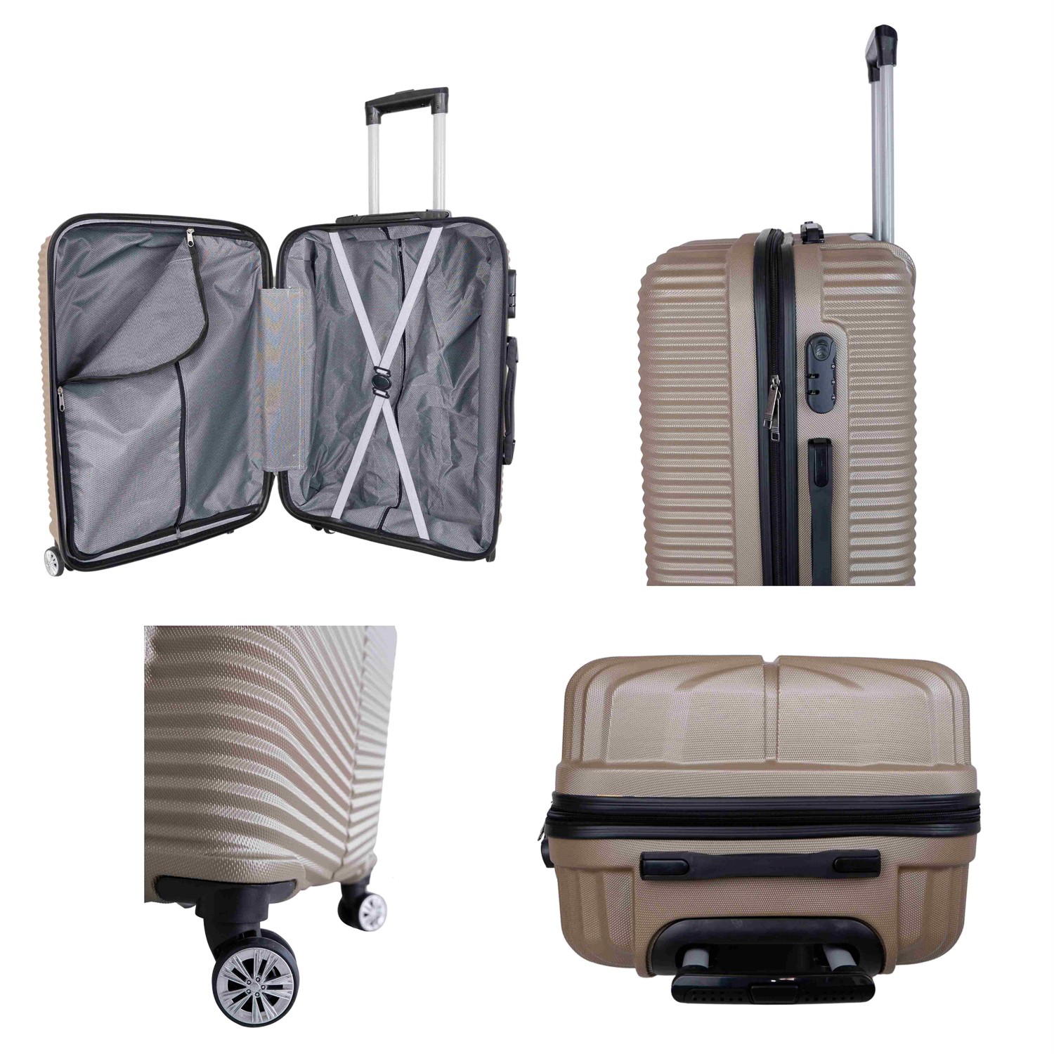 Bagacar Pause2 Pudra 8 Tekerlek Fiber Abs Valiz Seti