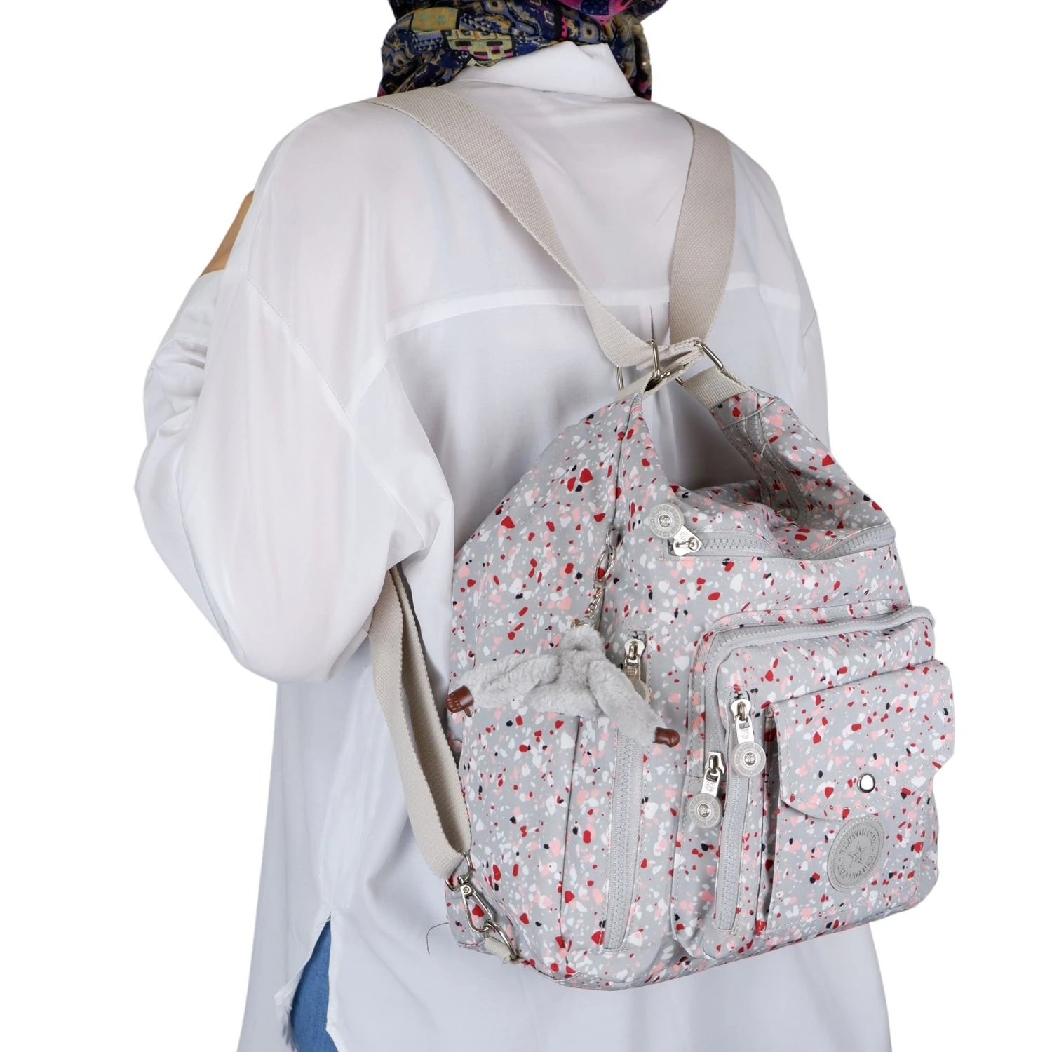 Kenyon Cox B219 Klinkır Kumaş Hafif Sırt Çantası ve Kol Çantası Desenli